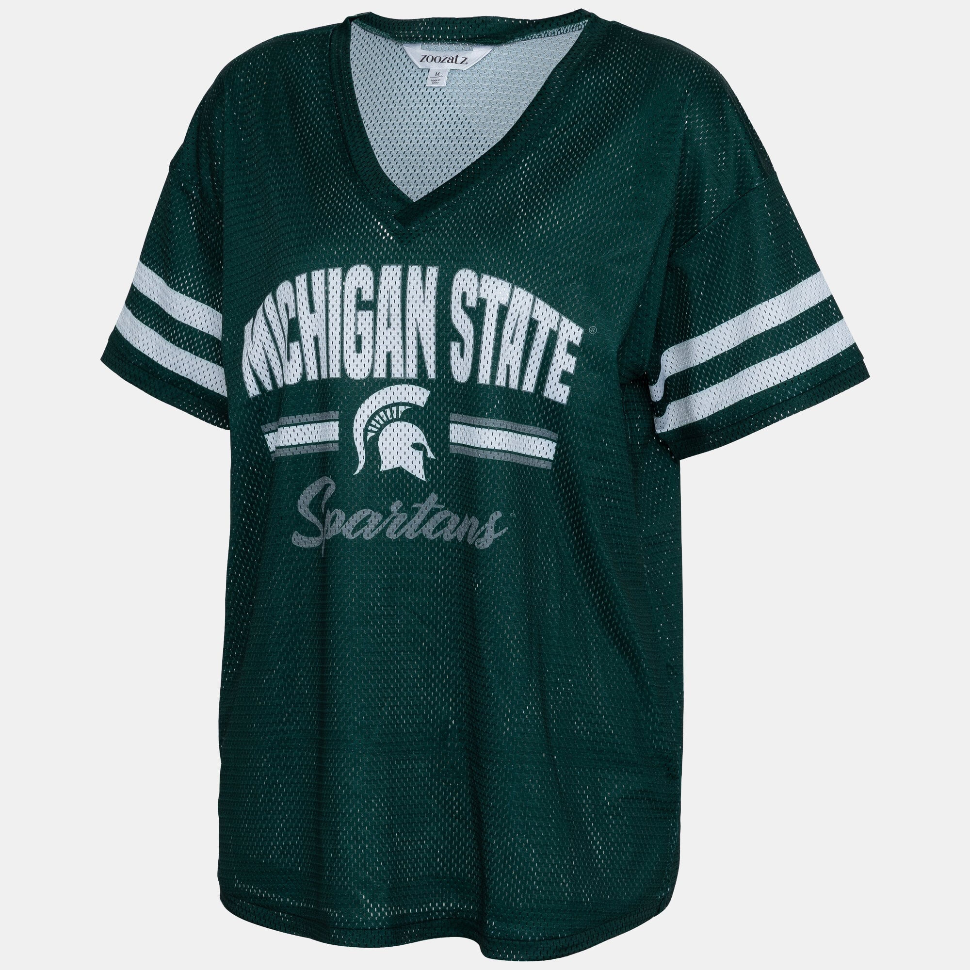 Women's ZooZatz Green Michigan State Spartans Mesh Jersey Kickoff T-Shirt