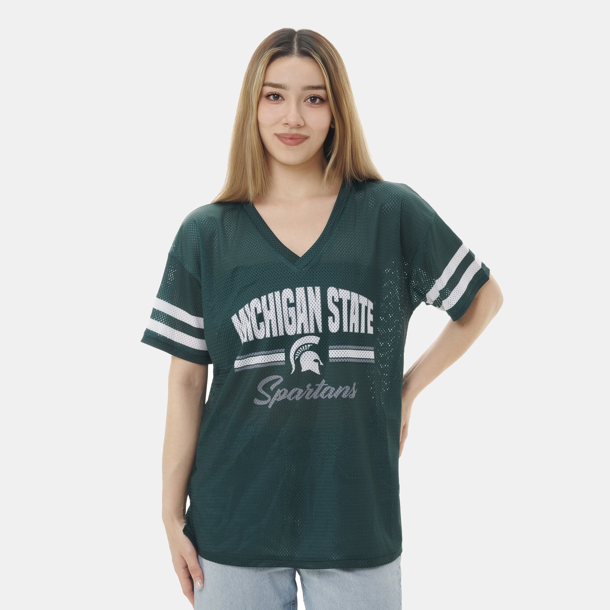 Women's ZooZatz Green Michigan State Spartans Mesh Jersey Kickoff T-Shirt