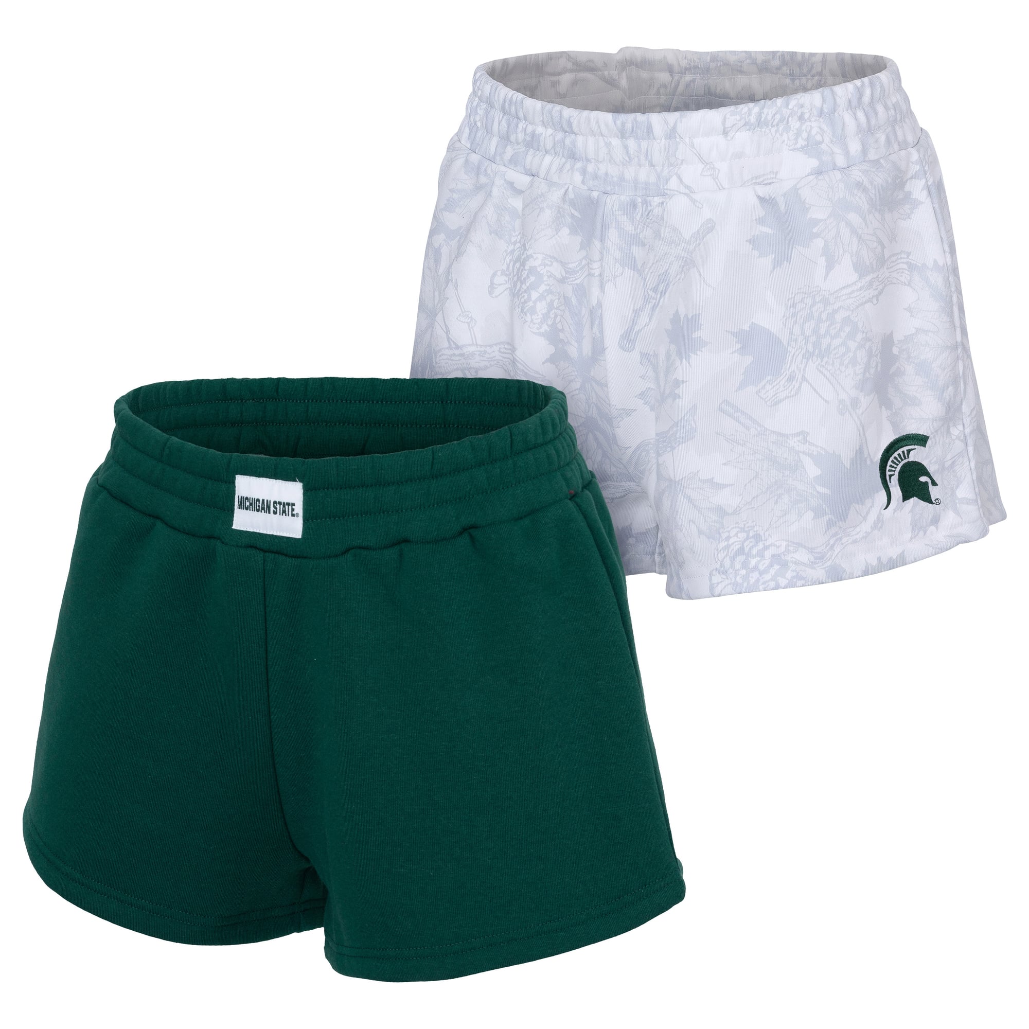 Women's ZooZatz  Green/Gray Michigan State Spartans Two-Pack Knockout Shorts Set