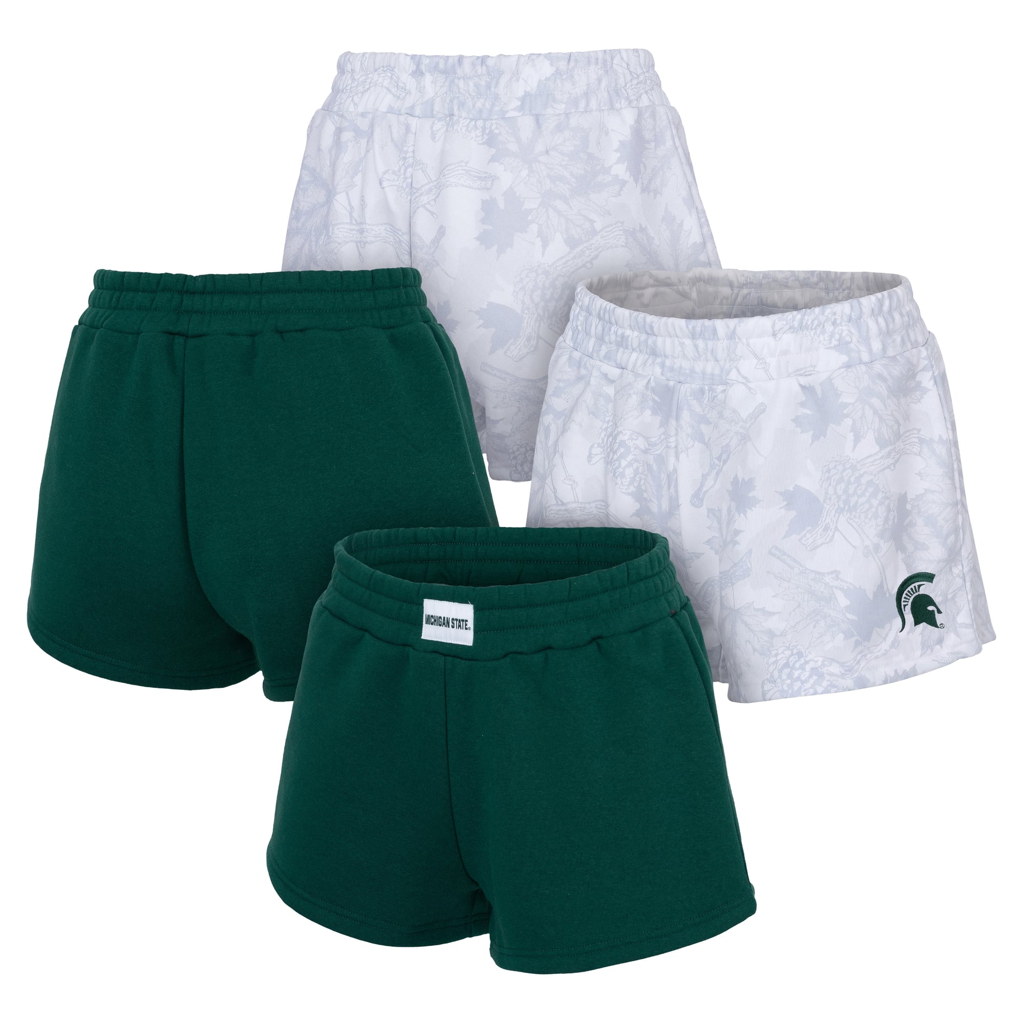 Women's ZooZatz  Green/Gray Michigan State Spartans Two-Pack Knockout Shorts Set