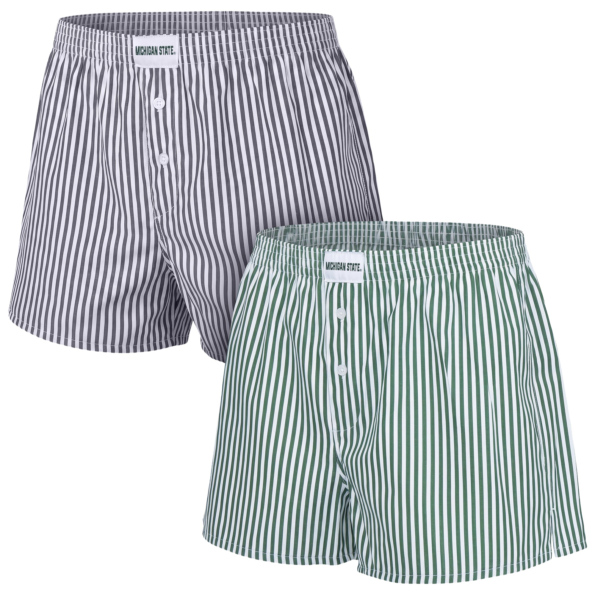 Women's ZooZatz  Green/White Michigan State Spartans Two-Pack Boxer Shorts Set