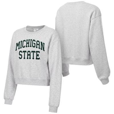 Michigan State Spartans ZooZatz Women's Core Chenille Cropped Sweatshirt - Heather Gray