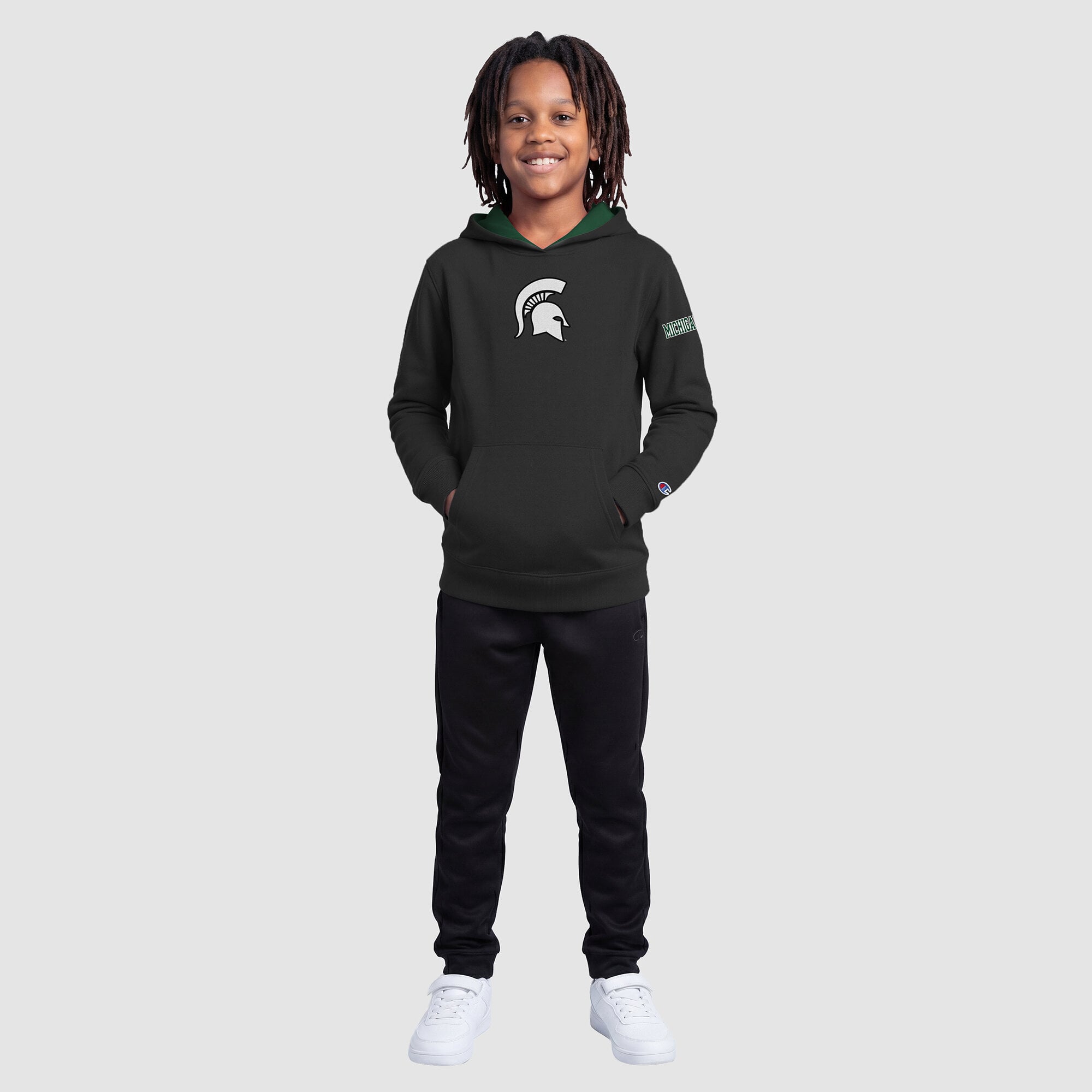 Sweat à capuche polaire noir Youth Champion Michigan State Spartans
