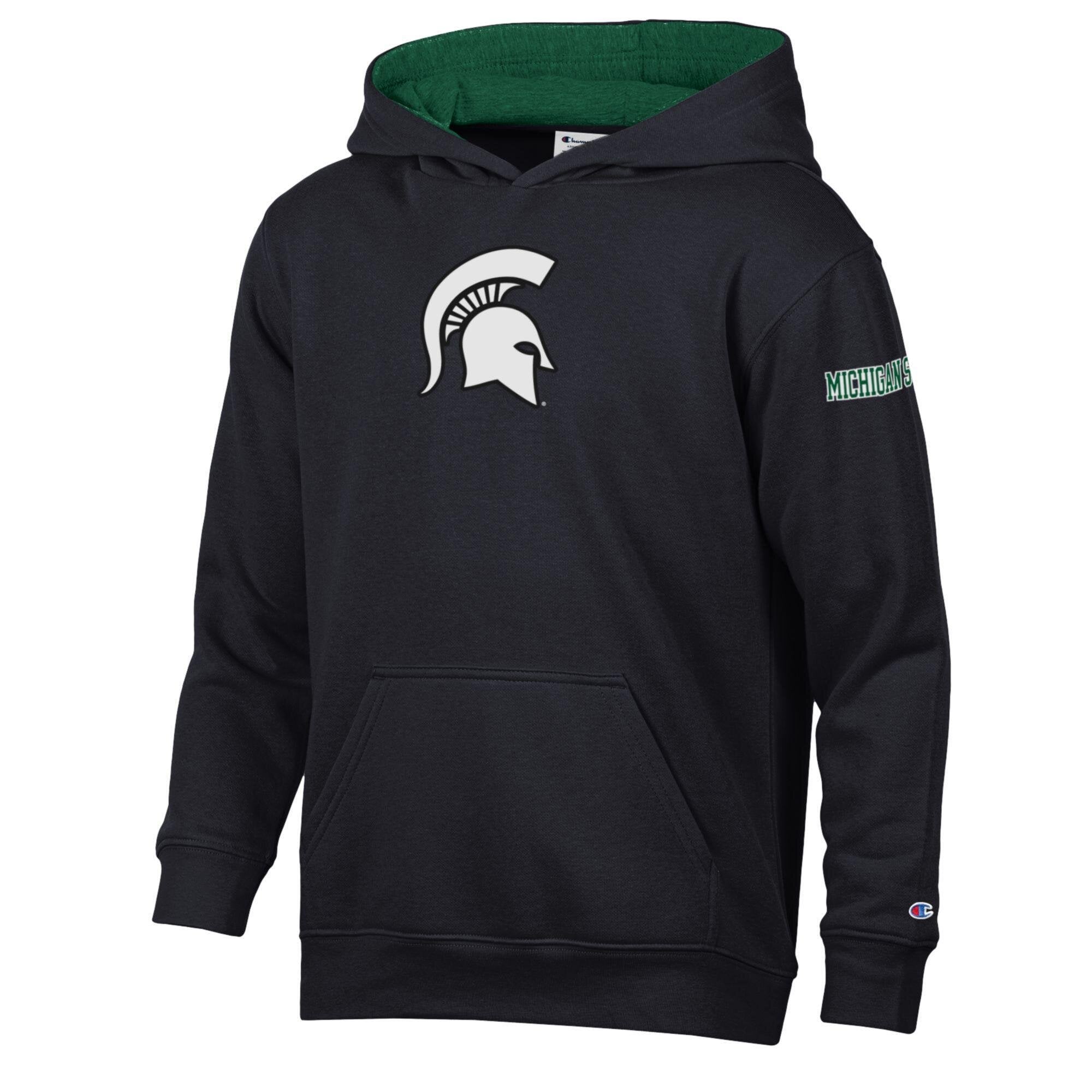 Youth Champion Black Michigan State Spartans Fleece Hoodie