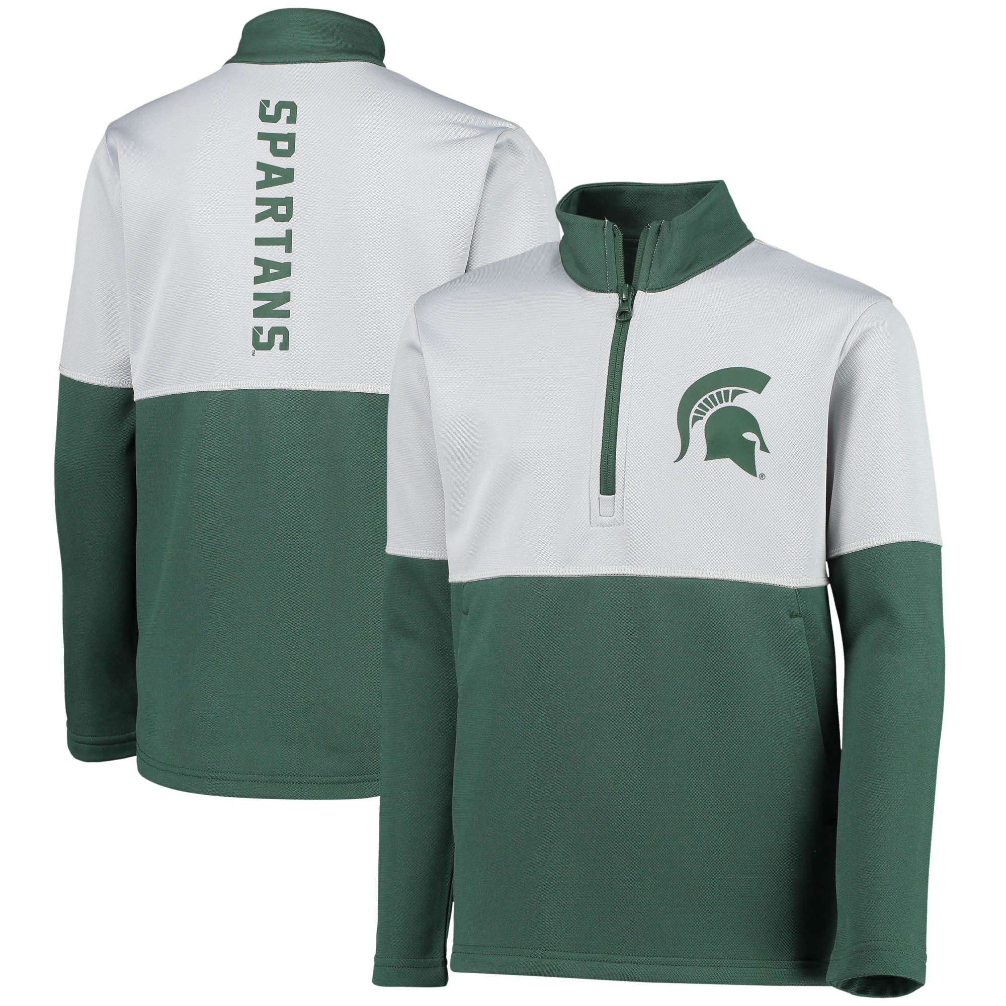 Youth Green Michigan State Spartans Quick Snap Spine Print Quarter