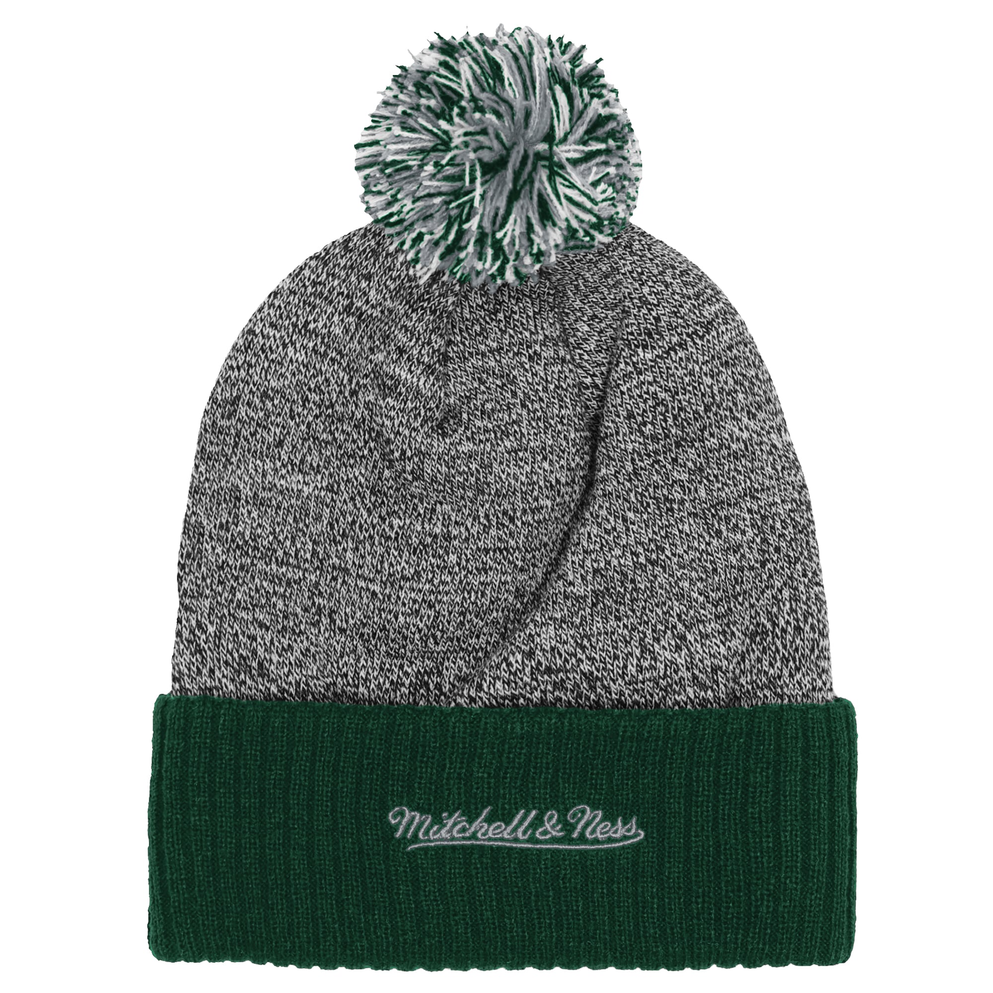 Youth Mitchell & Ness Green Michigan State Spartans Mascot Cuffed Knit Hat with Pom