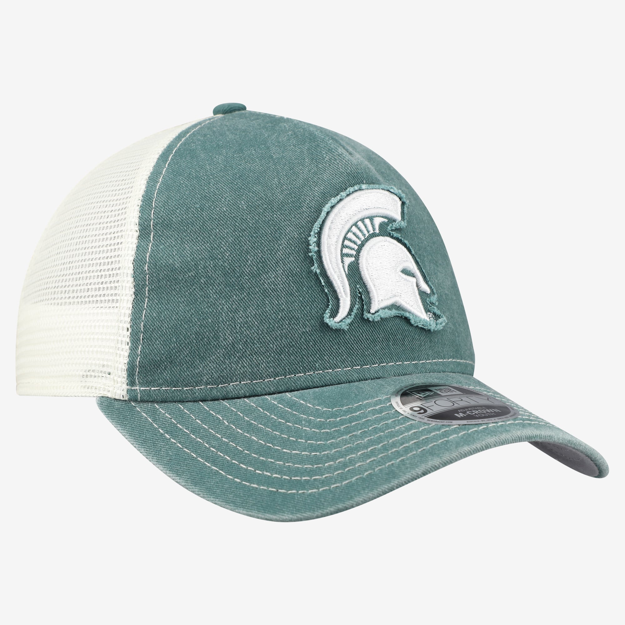 Casquette trucker rétro ajustable New Era verte Michigan State Spartans 9FORTY A-Frame M-Crown pour jeunes