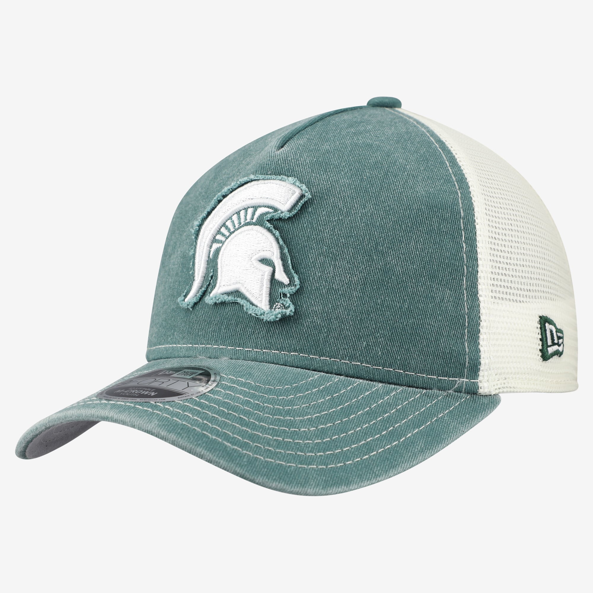 Casquette trucker rétro ajustable New Era verte Michigan State Spartans 9FORTY A-Frame M-Crown pour jeunes