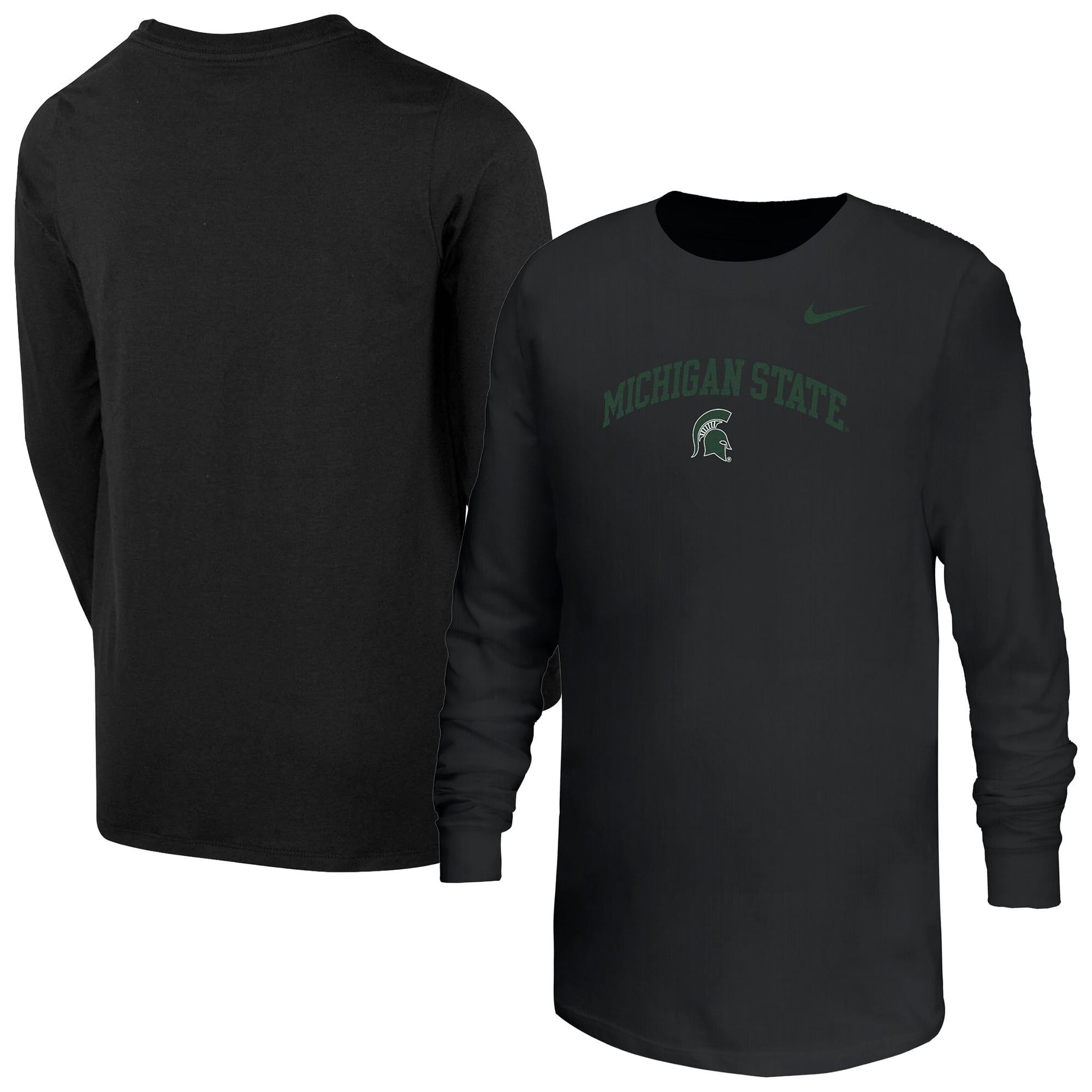 Youth Nike Black Michigan State Spartans Arched Core Long Sleeve T-Shirt