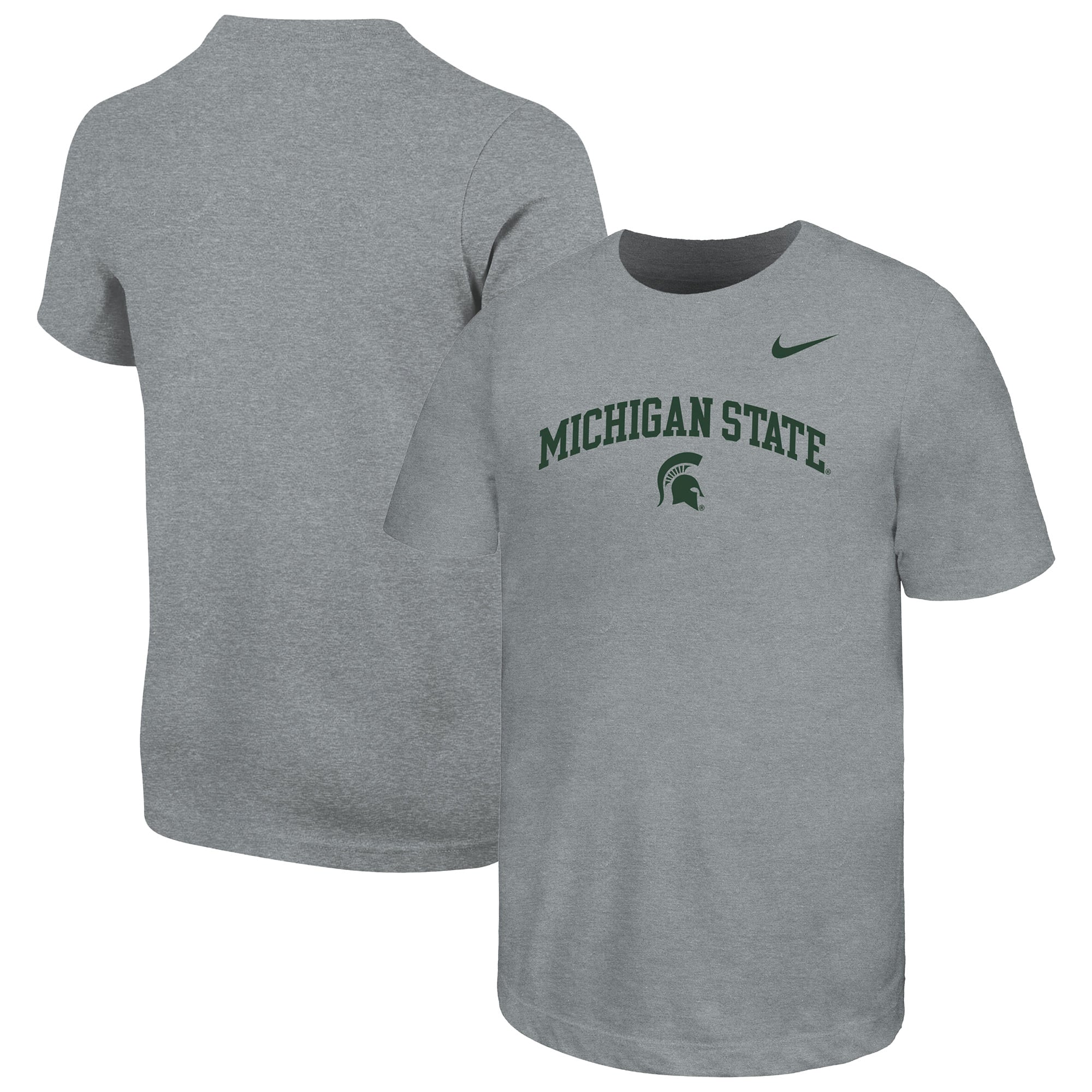 Youth Nike  Gray Michigan State Spartans Arched Name Drop T-Shirt