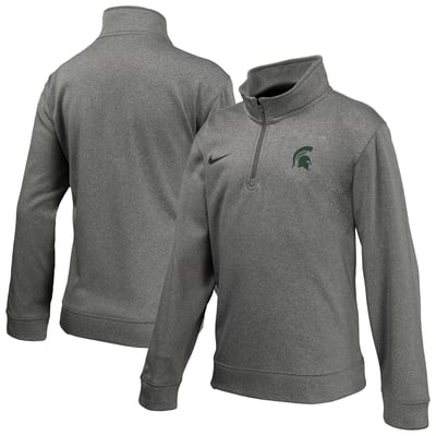 Michigan State Spartans Nike Youth Therma-FIT Quarter-Zip Pullover - Gray