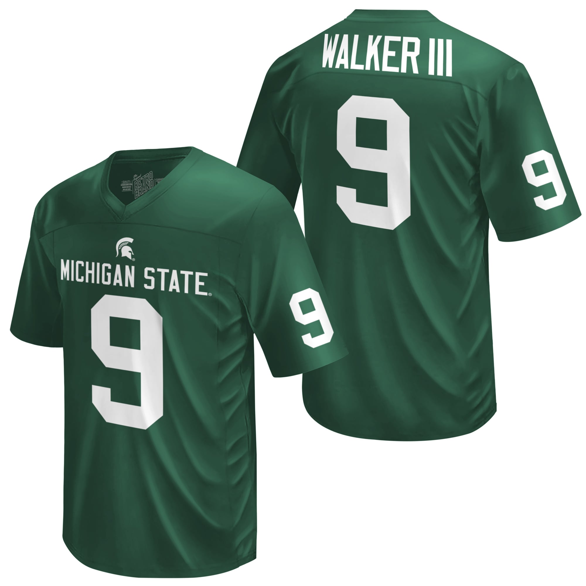 Maillot de football américain commémoratif classique imprimé Kenneth Walker III vert, marque rétro originale pour jeunes, Michigan State Spartans
