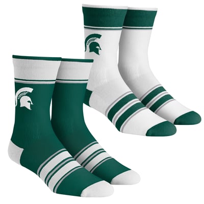  Michigan State Spartans Rock Em Youth Multi-Stripe 2-Pack Team Crew Sock Set - 