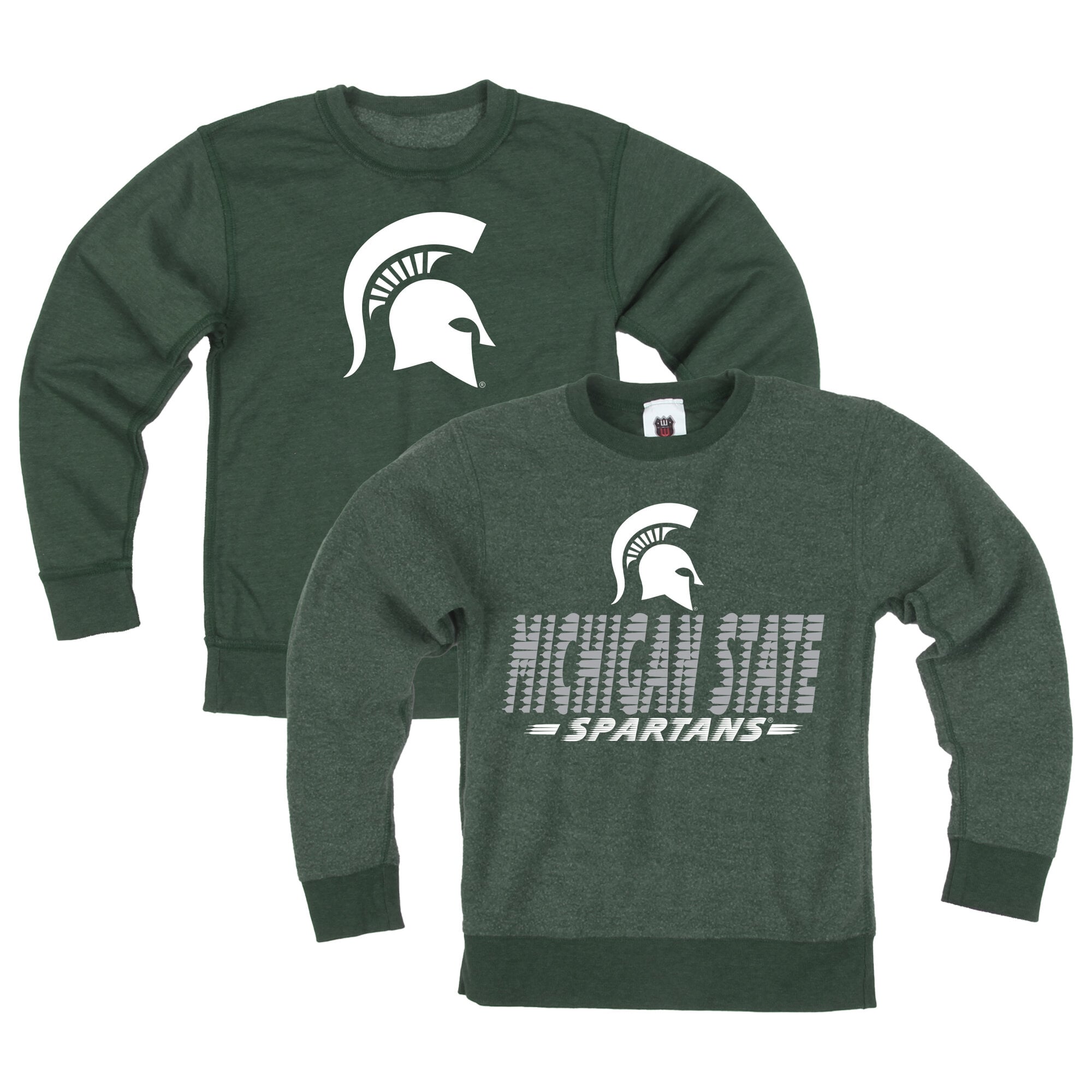 Youth Wes & Willy Green Michigan State Spartans Reversible Sweatshirt