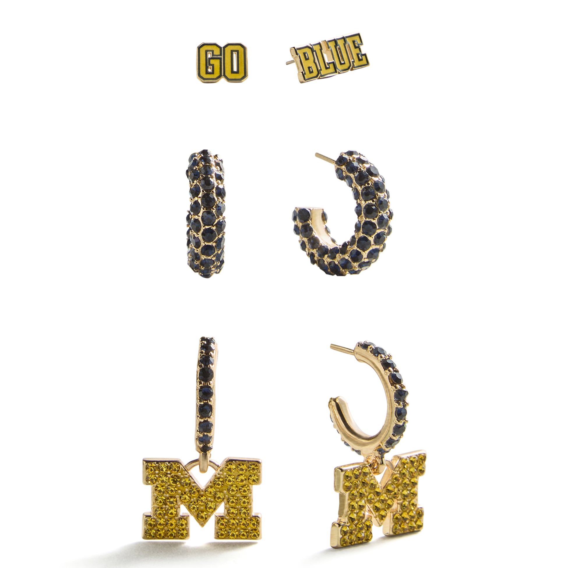 Ensemble de boucles d'oreilles 3 pièces BaubleBar Michigan Wolverines