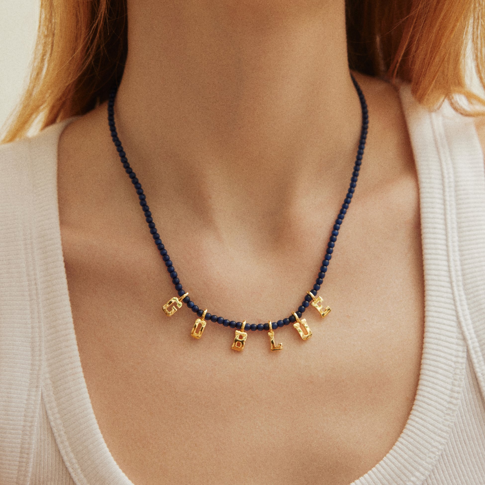 Collier à slogan délicat en perles BaubleBar Michigan Wolverines