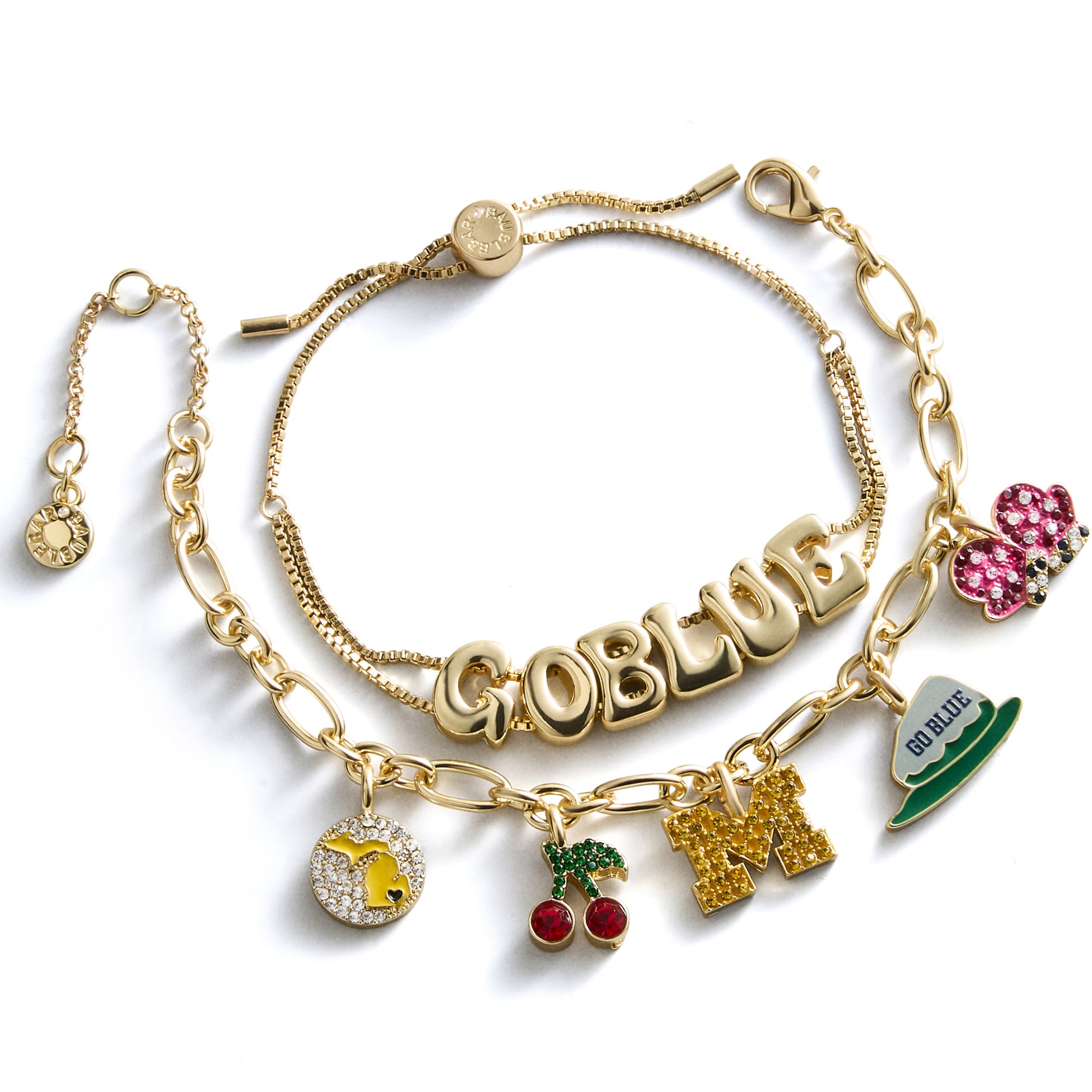 Ensemble de deux bracelets délicats à breloques et slogan BaubleBar Michigan Wolverines