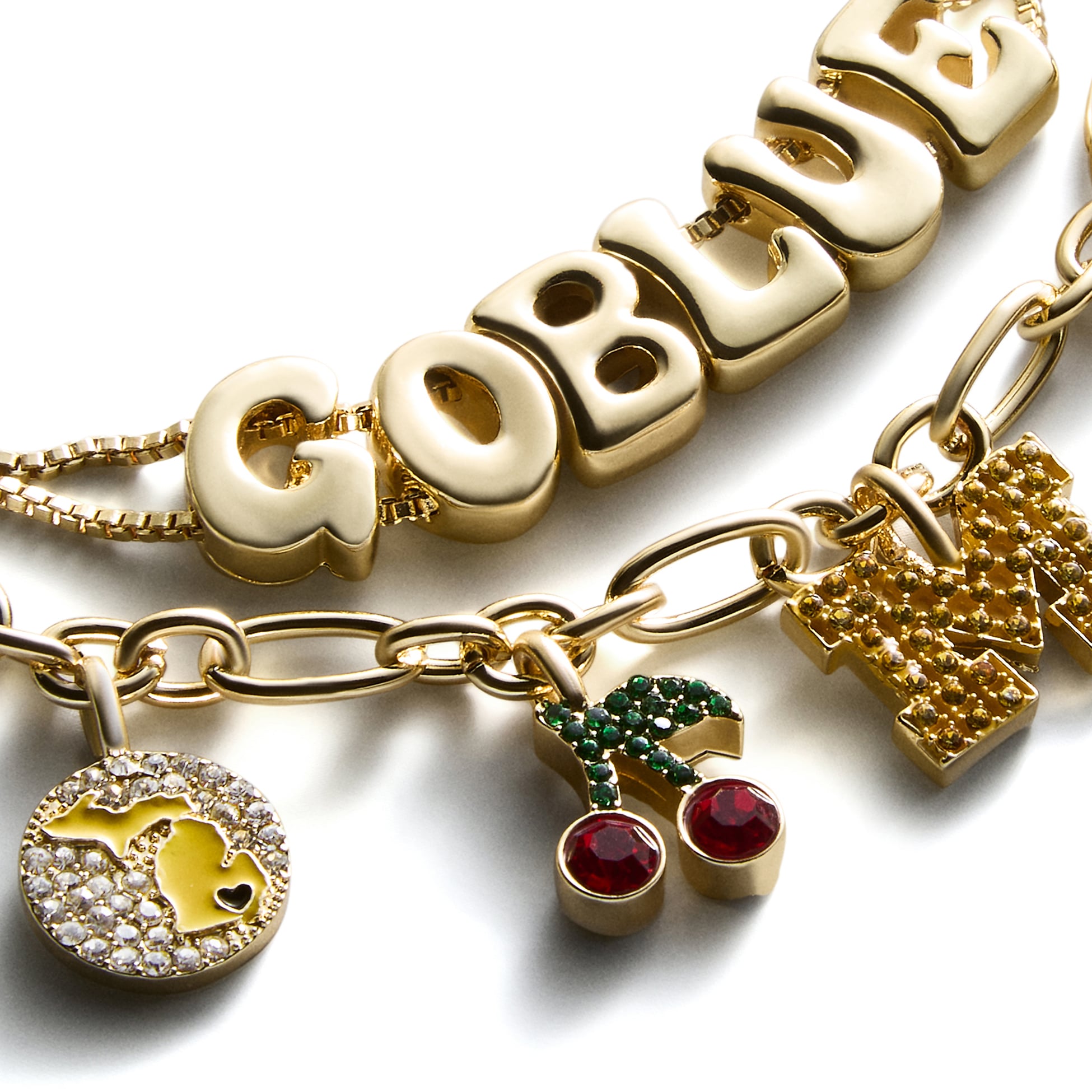 Ensemble de deux bracelets délicats à breloques et slogan BaubleBar Michigan Wolverines