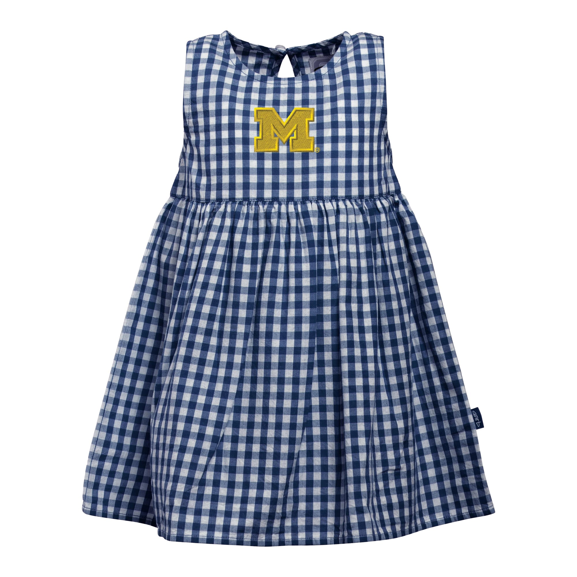 Robe Loren à carreaux vichy bleu marine Michigan Wolverines pour bébé fille