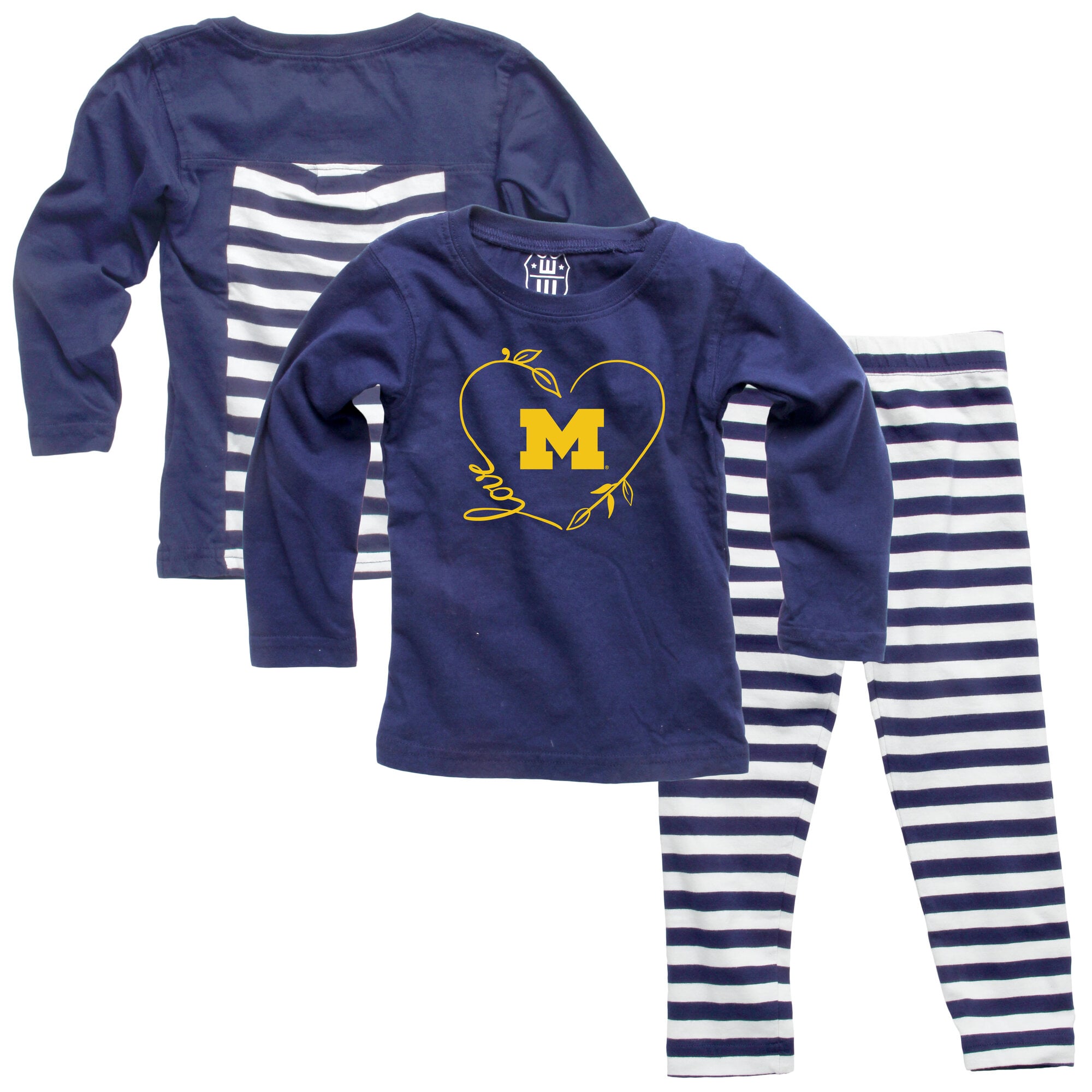 Ensemble haut à manches longues et pantalon Wes & Willy bleu marine Michigan Wolverines pour bébé fille