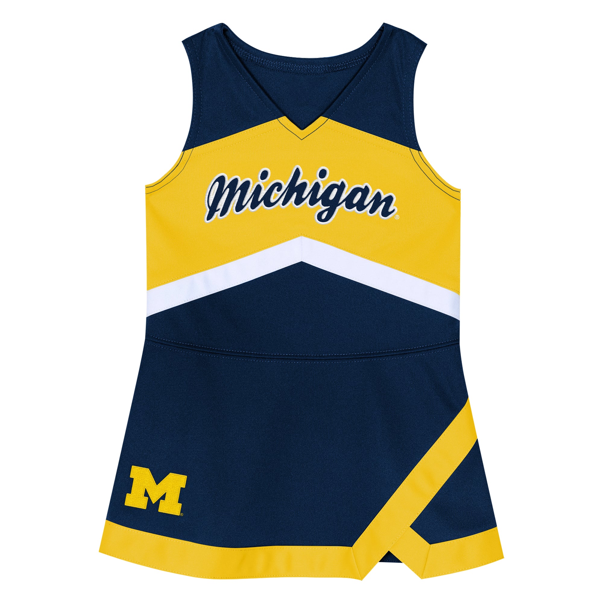 Girls Preschool Outerstuff Navy Michigan Wolverines Two-Piece Cheer Captain Jumper Dress & Bloomers Set
