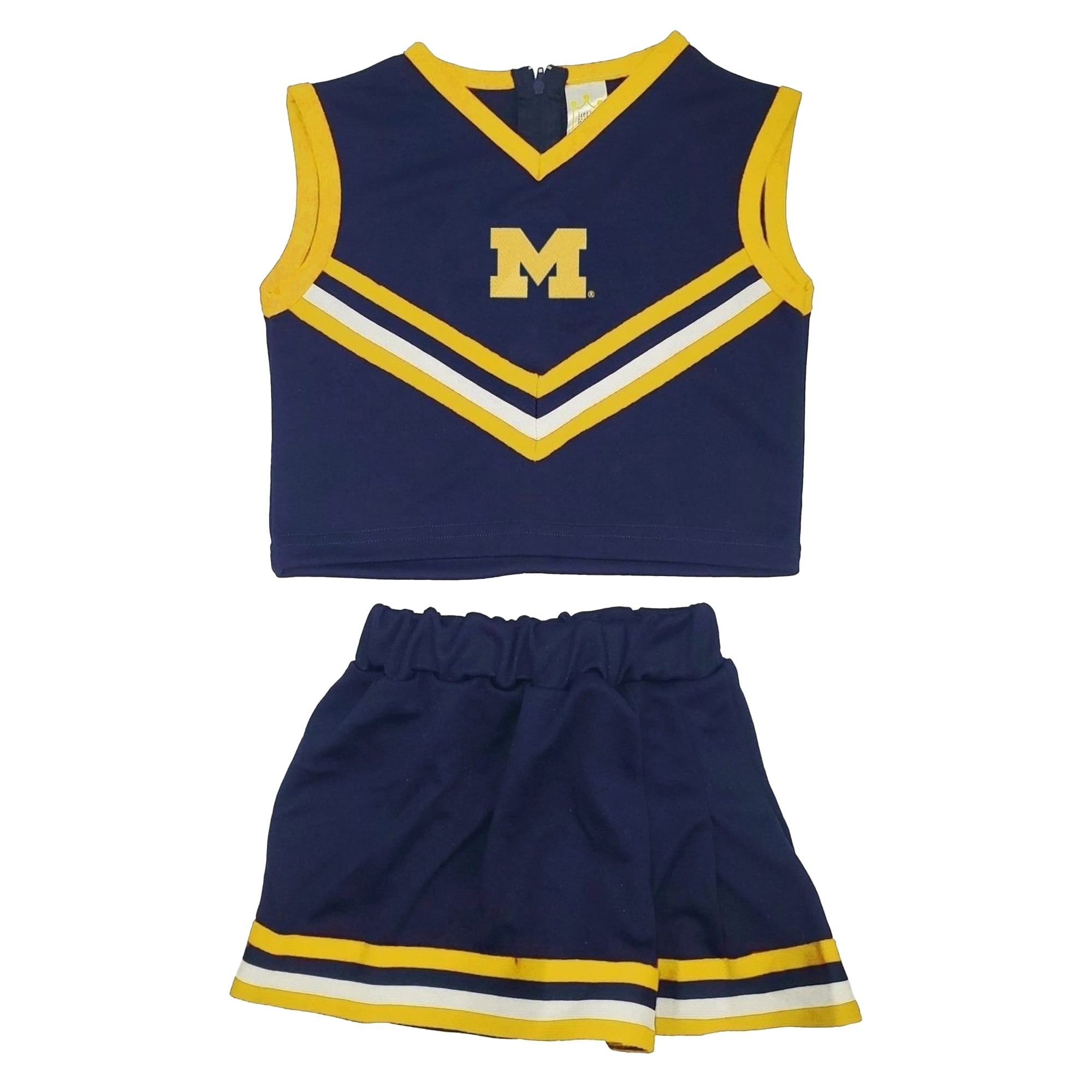 Ensemble de cheerleading deux pièces Little King Navy Michigan Wolverines pour filles