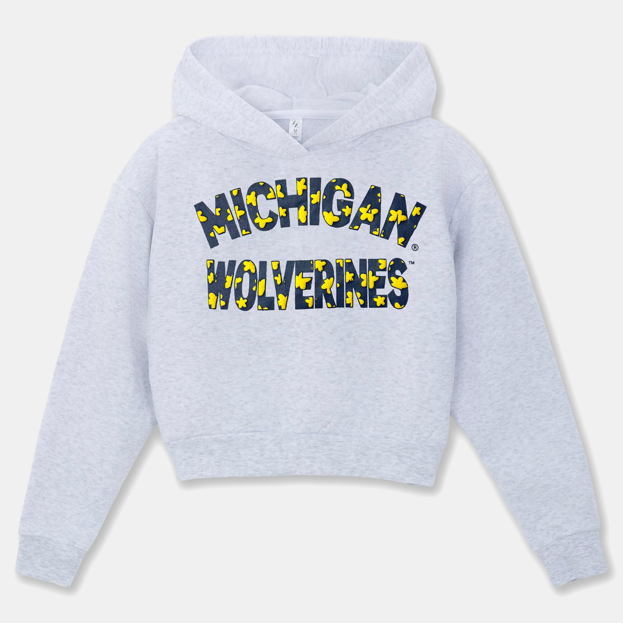 Girls Youth ZooZatz Gray Michigan Wolverines Cropped Hoodie