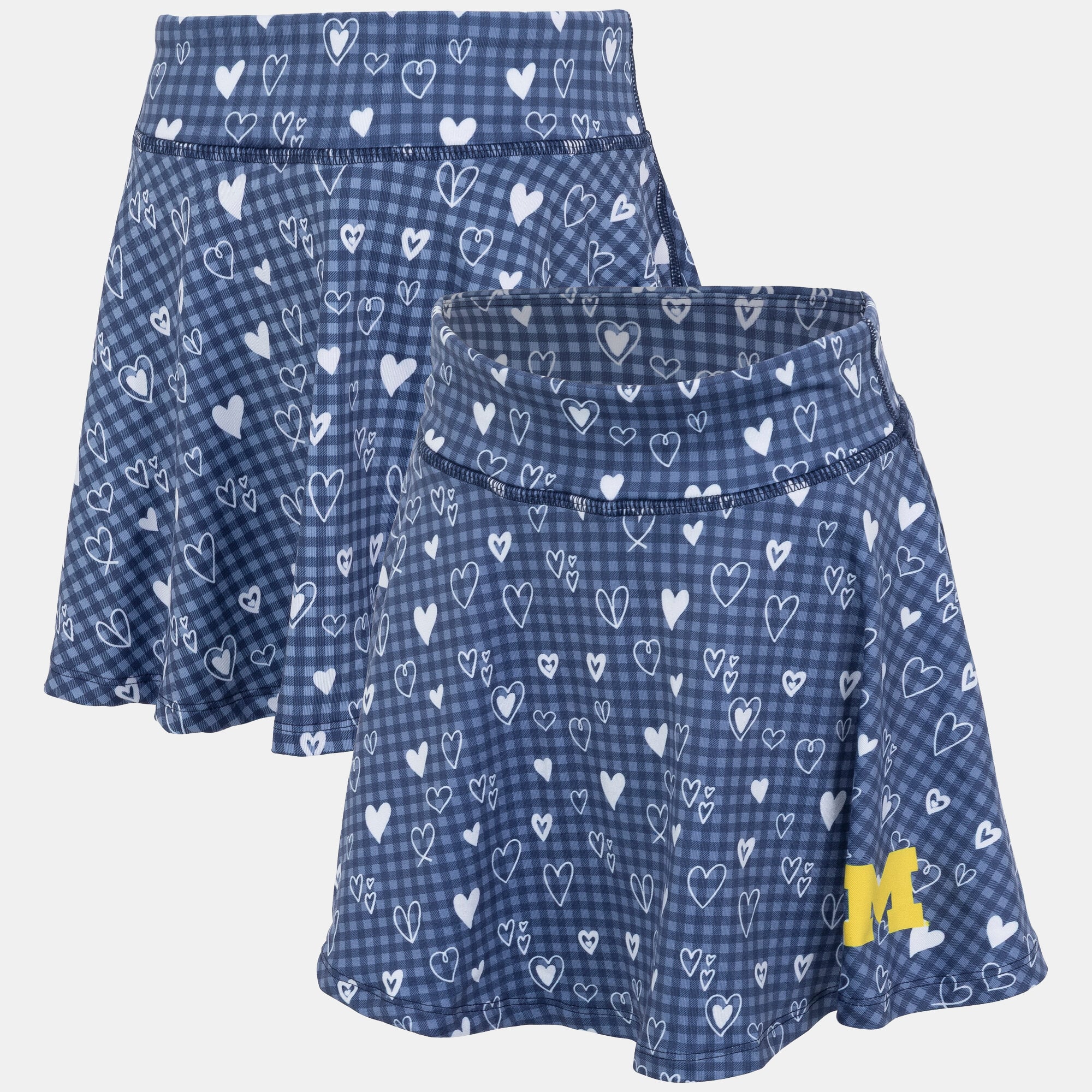 Girls Youth ZooZatz Navy Michigan Wolverines Heart Flowy Skort