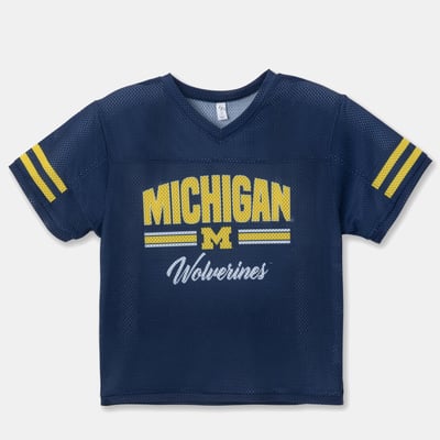 Michigan Wolverines ZooZatz Girls Youth Mesh Jersey T-Shirt - Navy