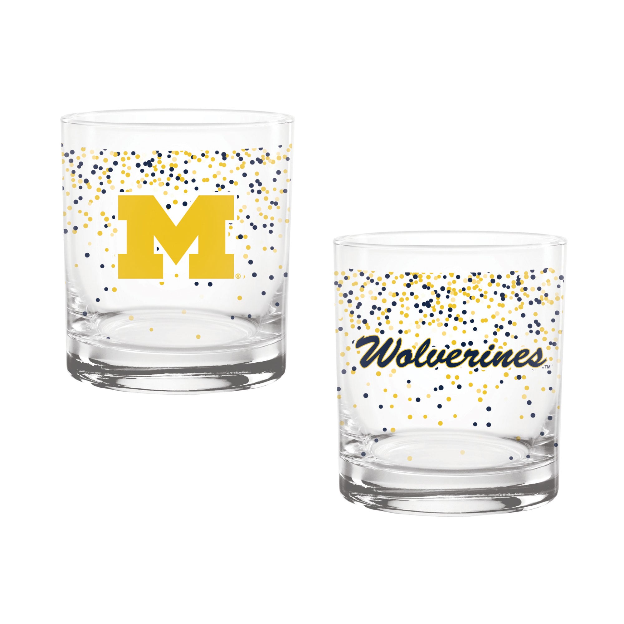 Ensemble de 2 verres à whisky Confetti Wolverines d'Indigo Falls, Michigan