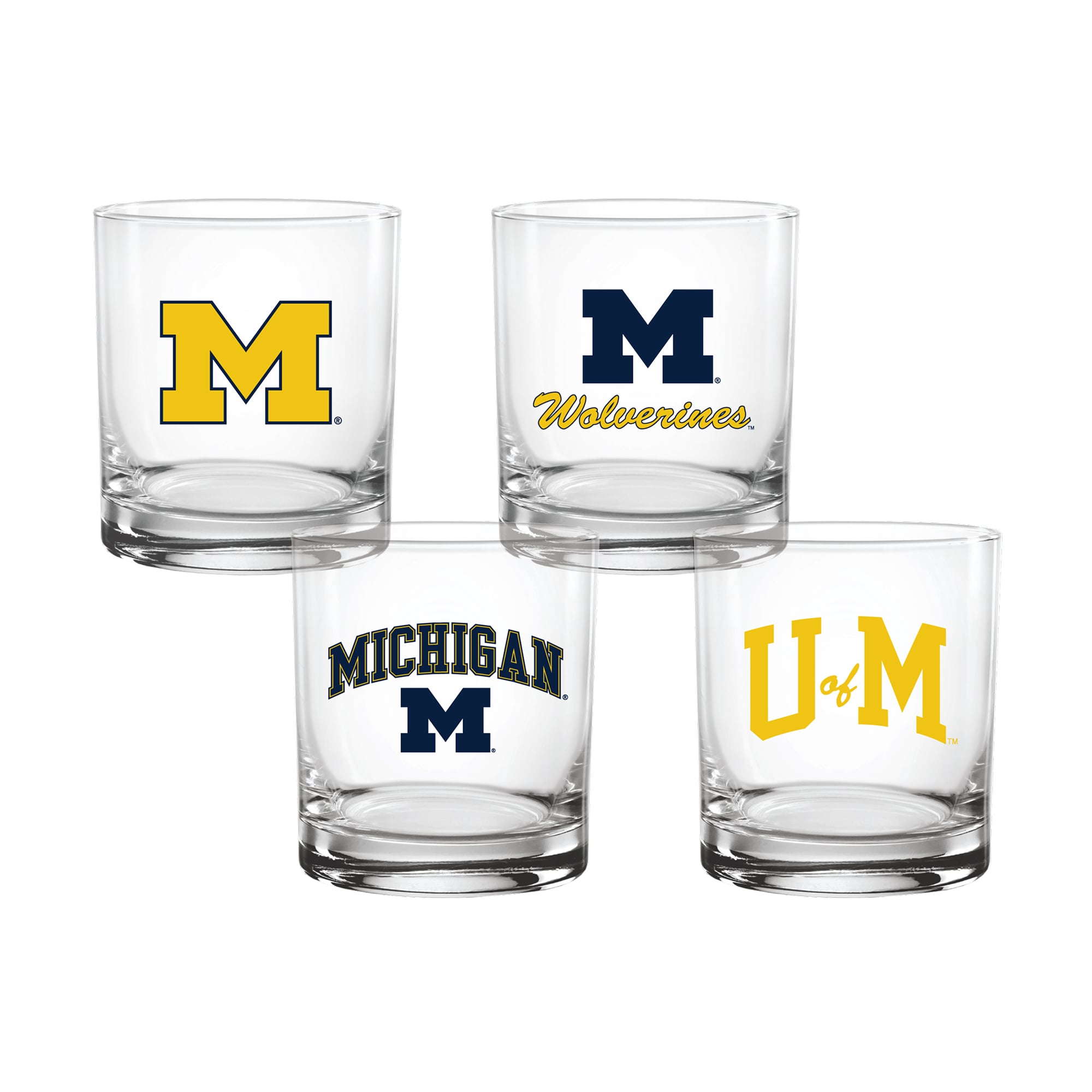 Coffret de 4 verres à whisky de collection Indigo Falls Michigan Wolverines