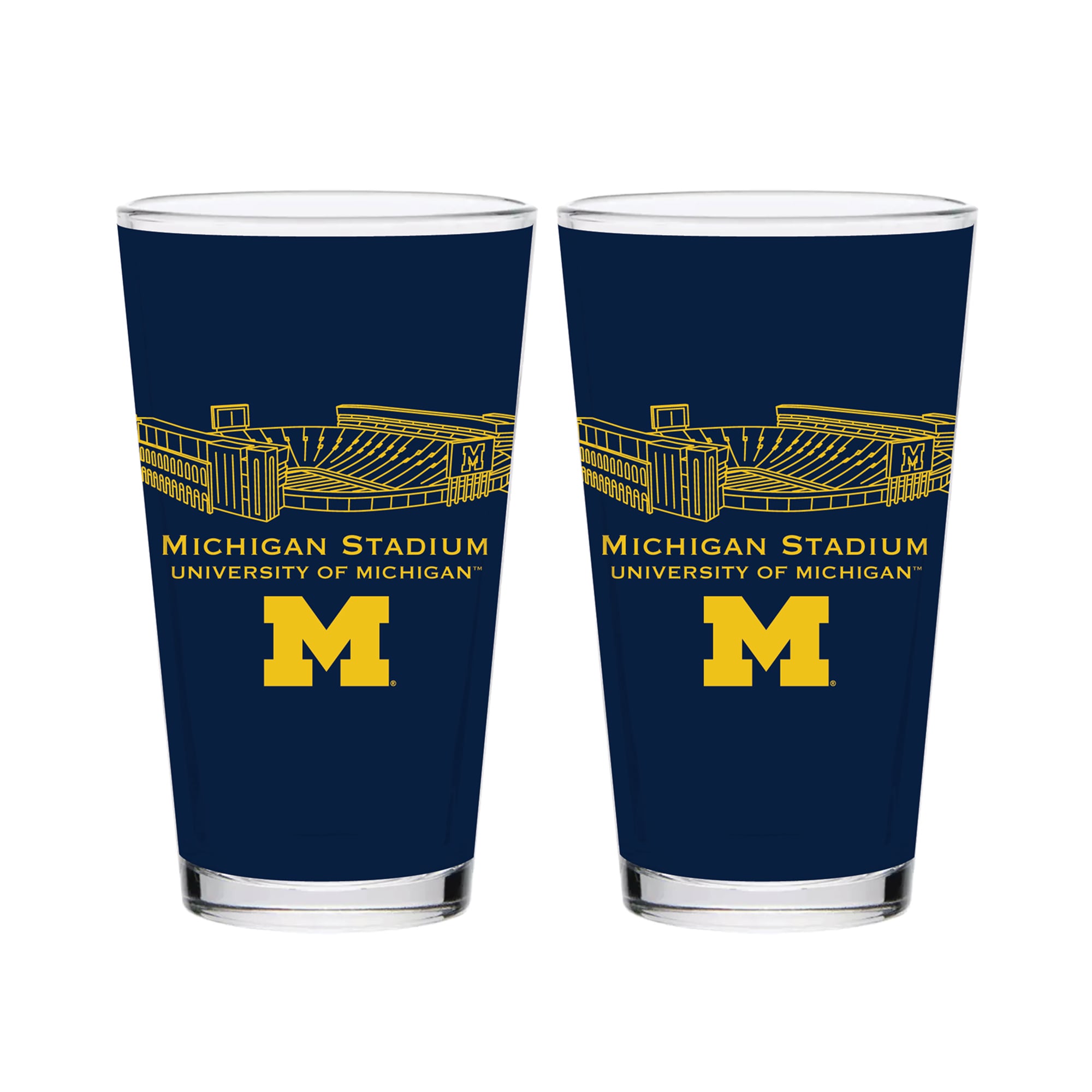 Lot de 2 verres à bière Core Stadium des Wolverines d'Indigo Falls, Michigan