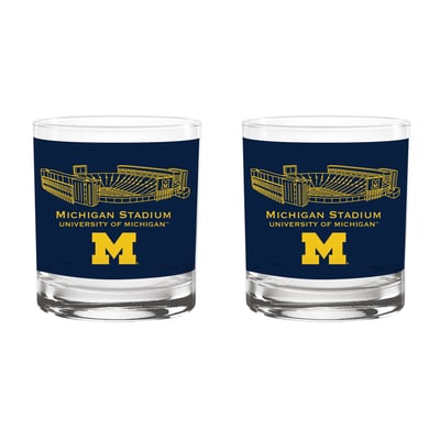  Michigan Wolverines Indigo Falls Core Stadium Rocks Glass 2-Pack