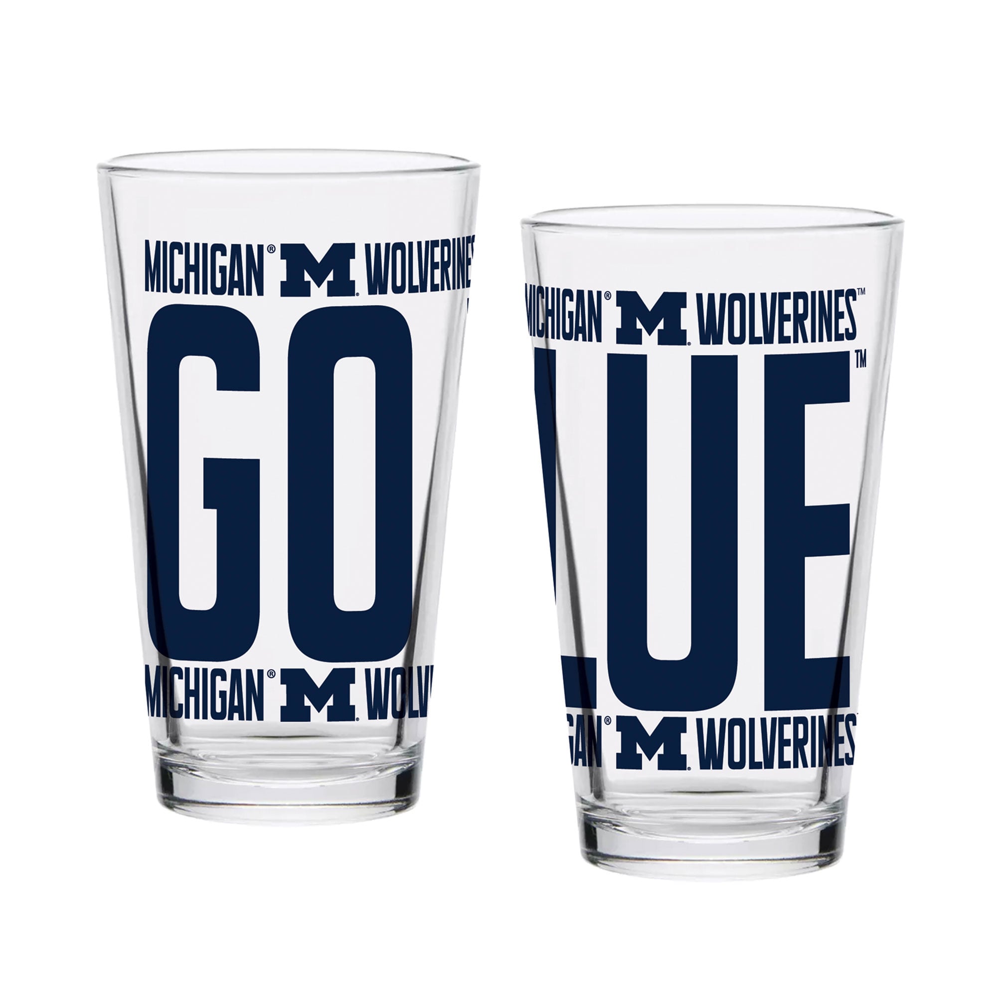Ensemble de 2 verres à bière surélevés Wolverines d'Indigo Falls, Michigan