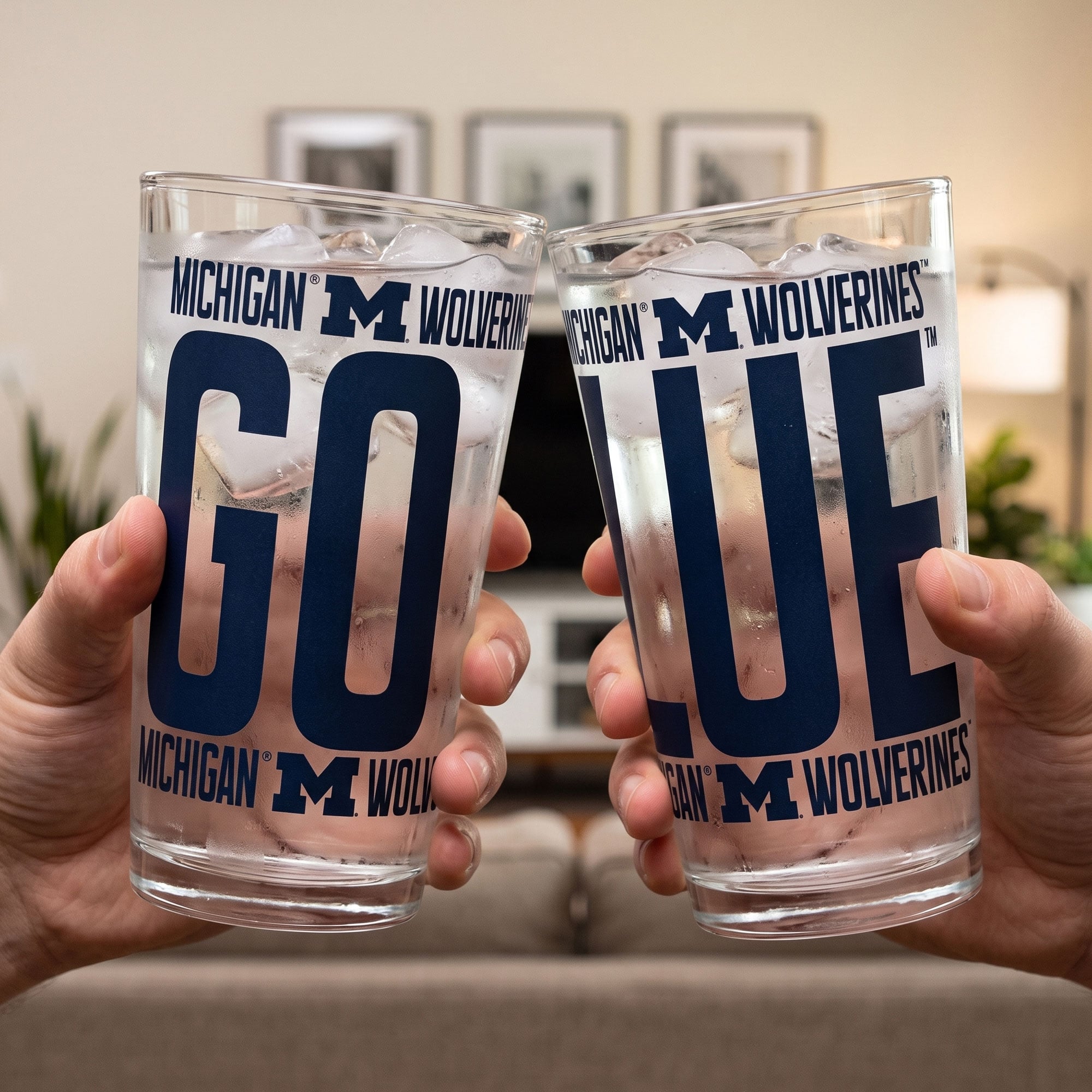 Ensemble de 2 verres à bière surélevés Wolverines d'Indigo Falls, Michigan