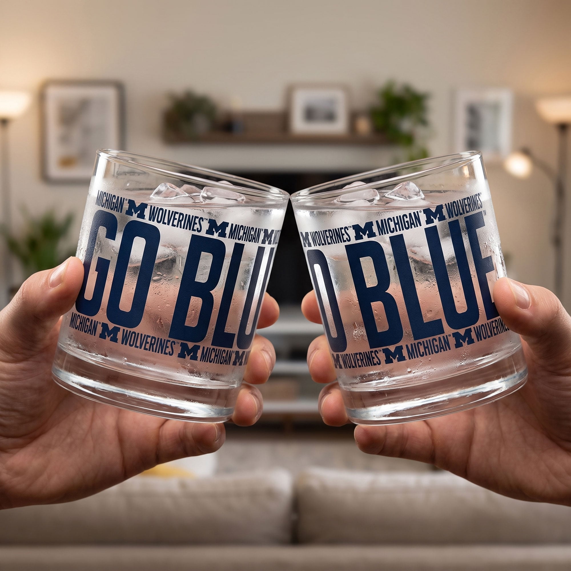 Verres à whisky surélevés Indigo Falls Michigan Wolverines - Lot de 2