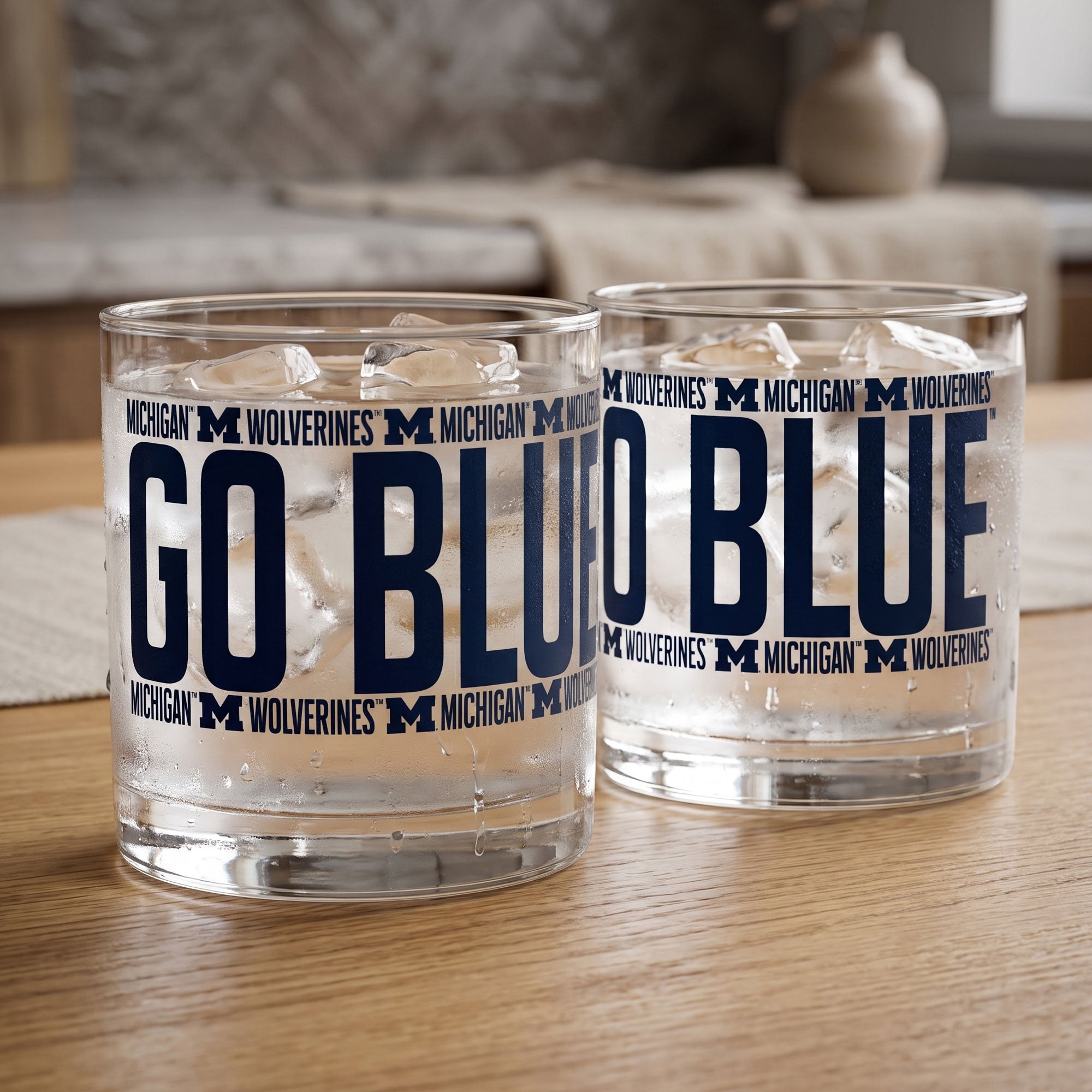 Verres à whisky surélevés Indigo Falls Michigan Wolverines - Lot de 2