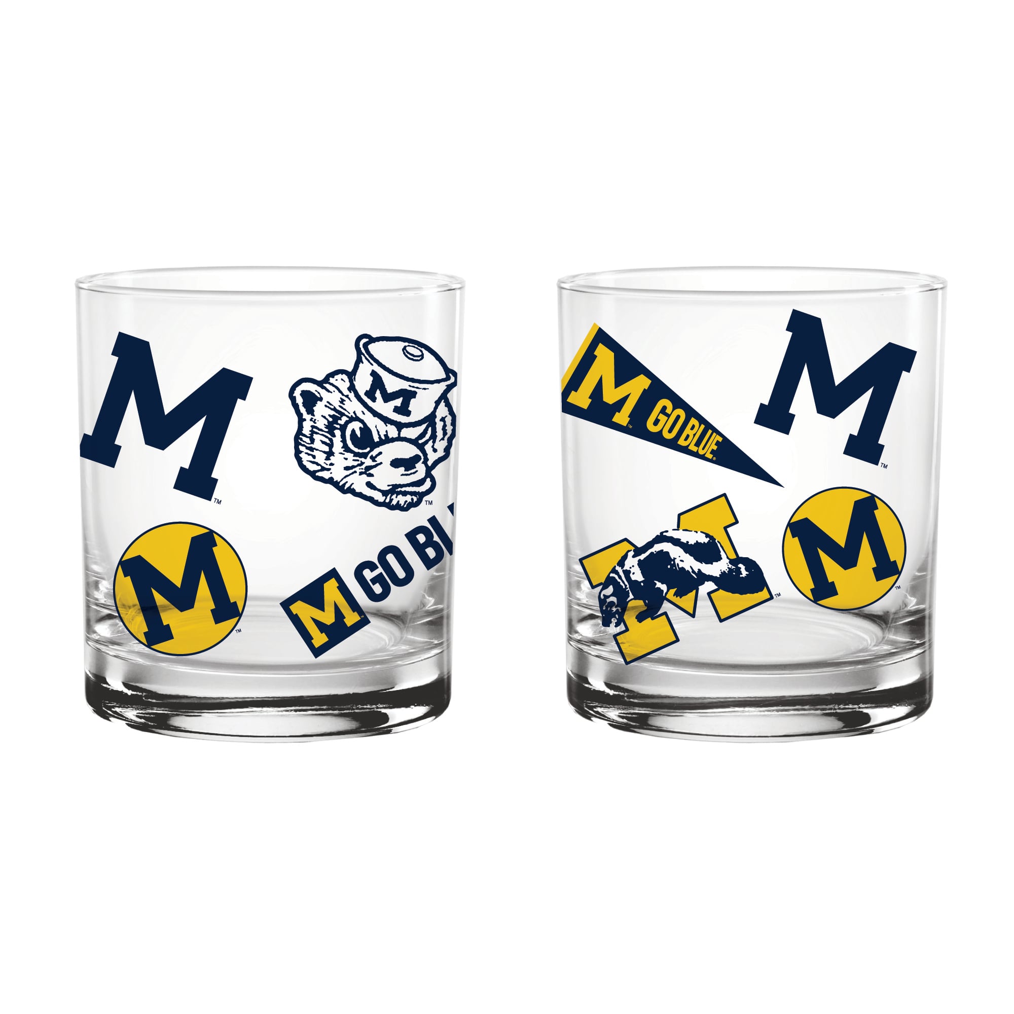 Verres à whisky vintage Indigo Falls Michigan Wolverines Medley - Lot de 2