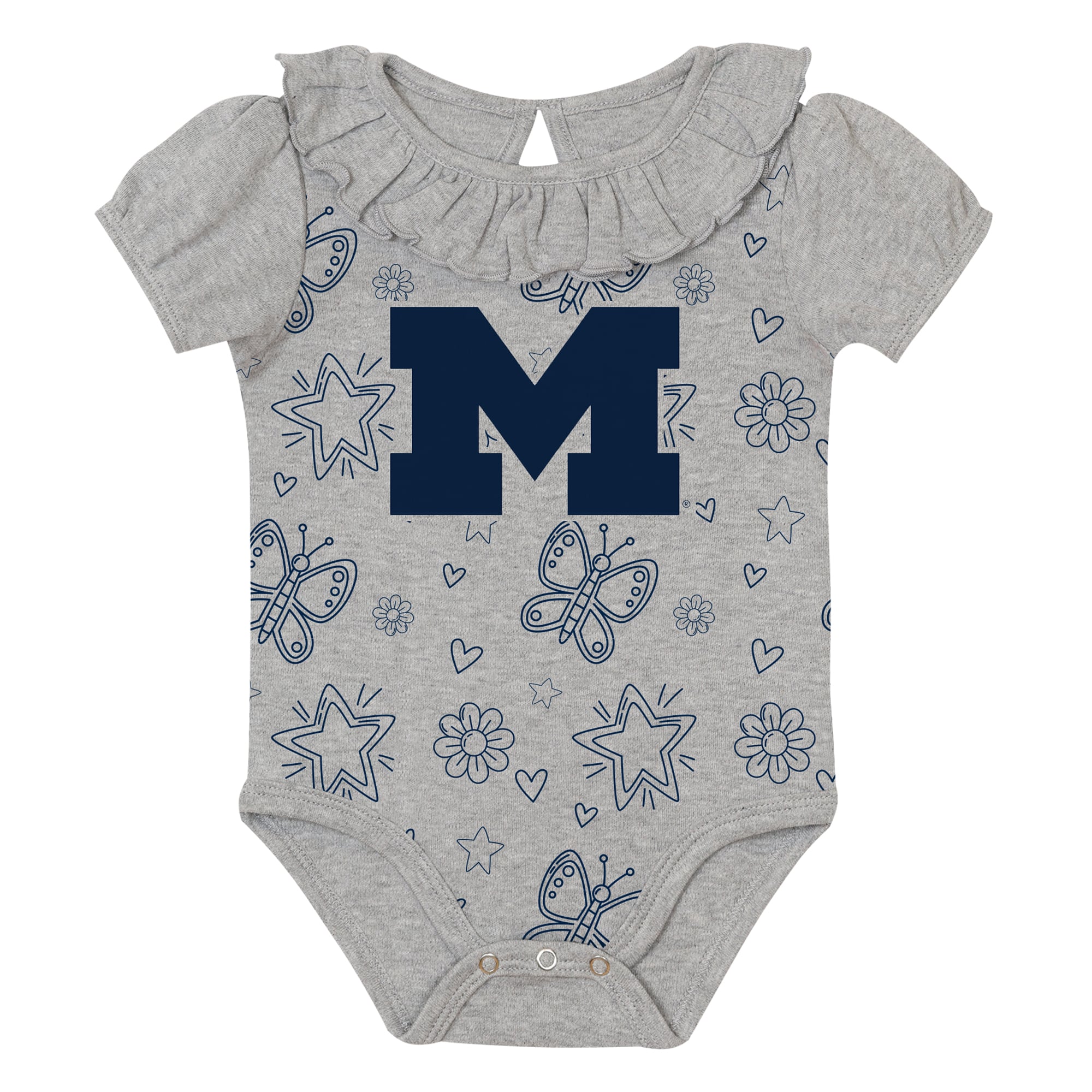 Ensemble de deux bodies à volants pour bébé Outerstuff bleu marine/gris Michigan Wolverines