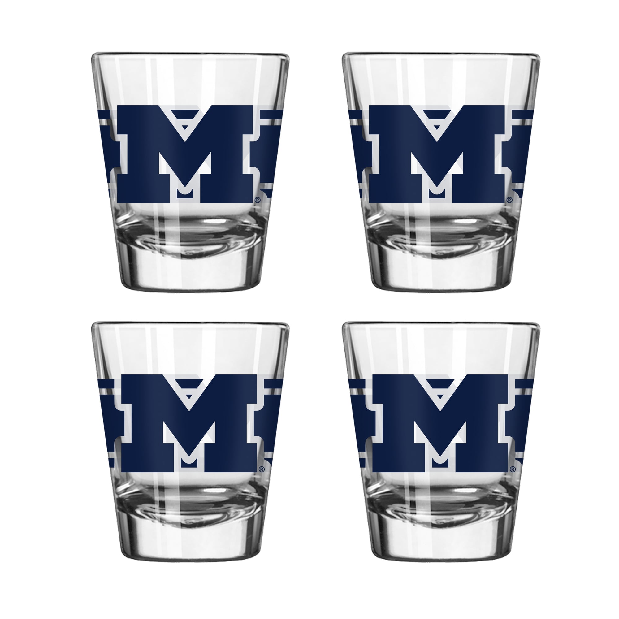 Ensemble de quatre verres à shot rayés Logo Brands Michigan Wolverines