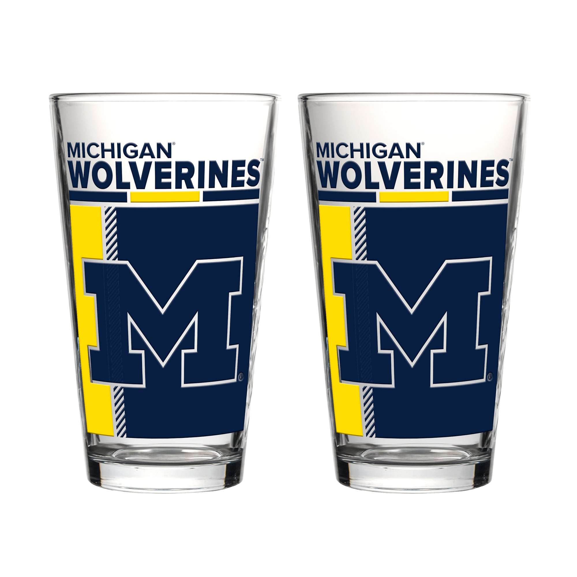 Ensemble de deux verres à bière Logo Brands Michigan Wolverines de 473 ml (16 oz).
