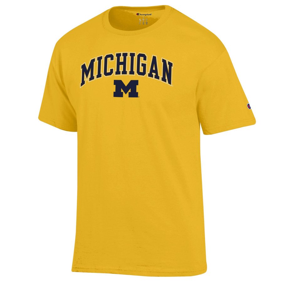 Men's Champion Maize Michigan Wolverines Arch Over Logo T-Shirt