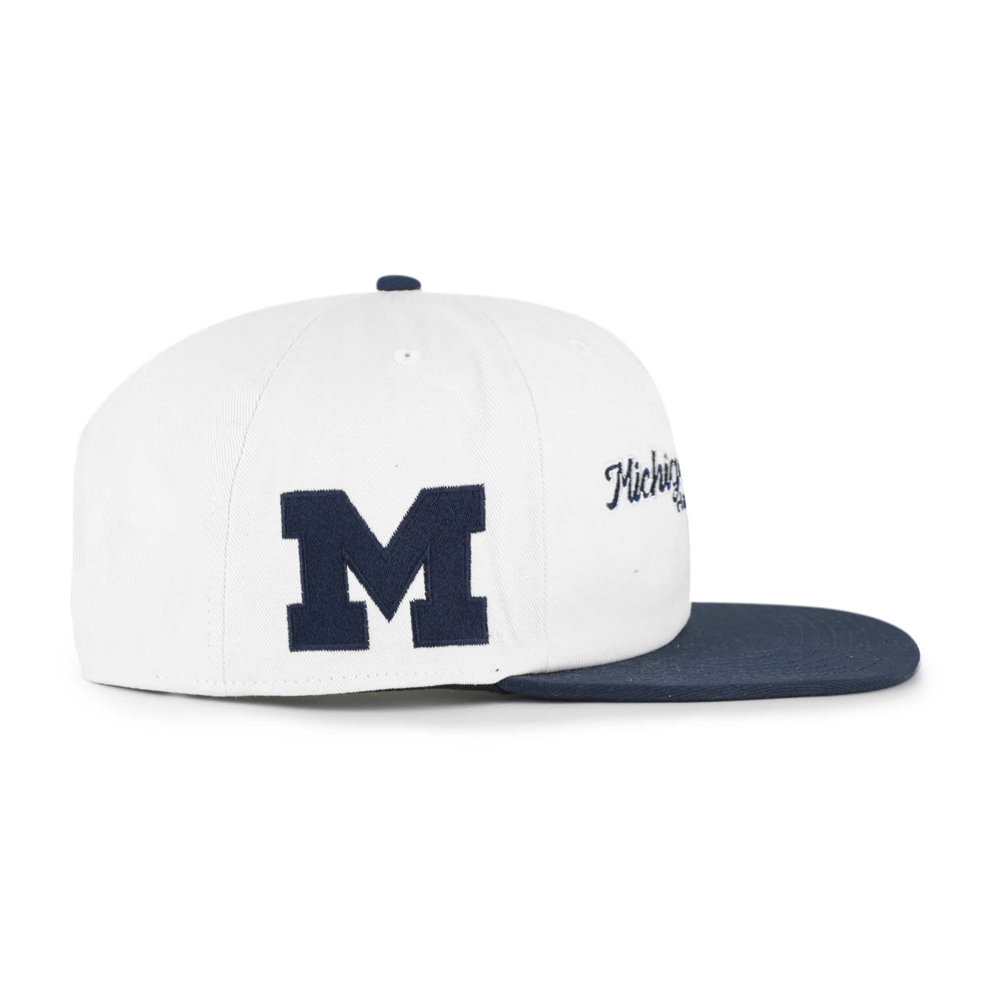 Men's '47 White/Navy Michigan Wolverines Script Stack Relaxed Captain Adjustable Hat