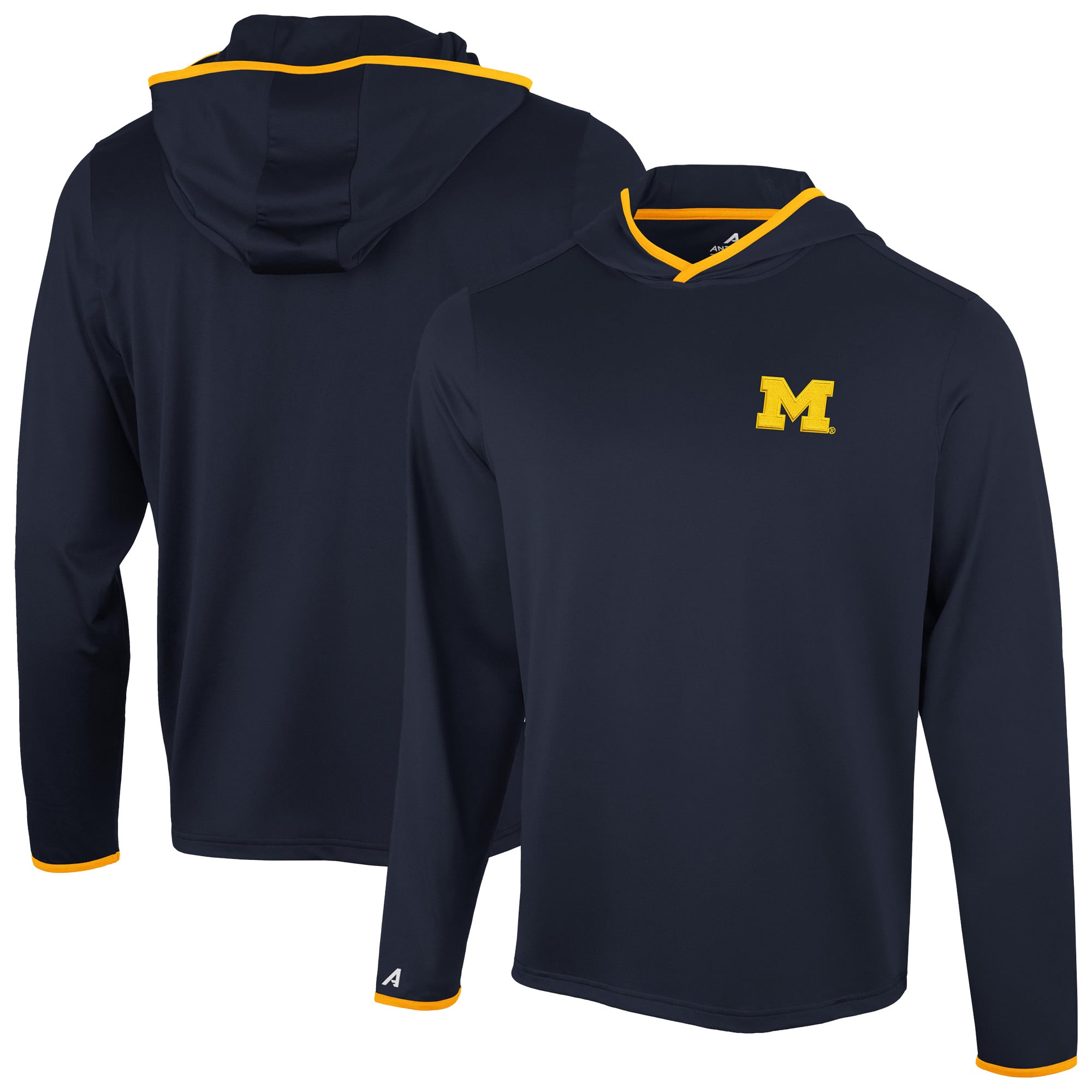T-shirt à capuche manches longues Antigua Navy Michigan Wolverines Brink Color Pop pour homme