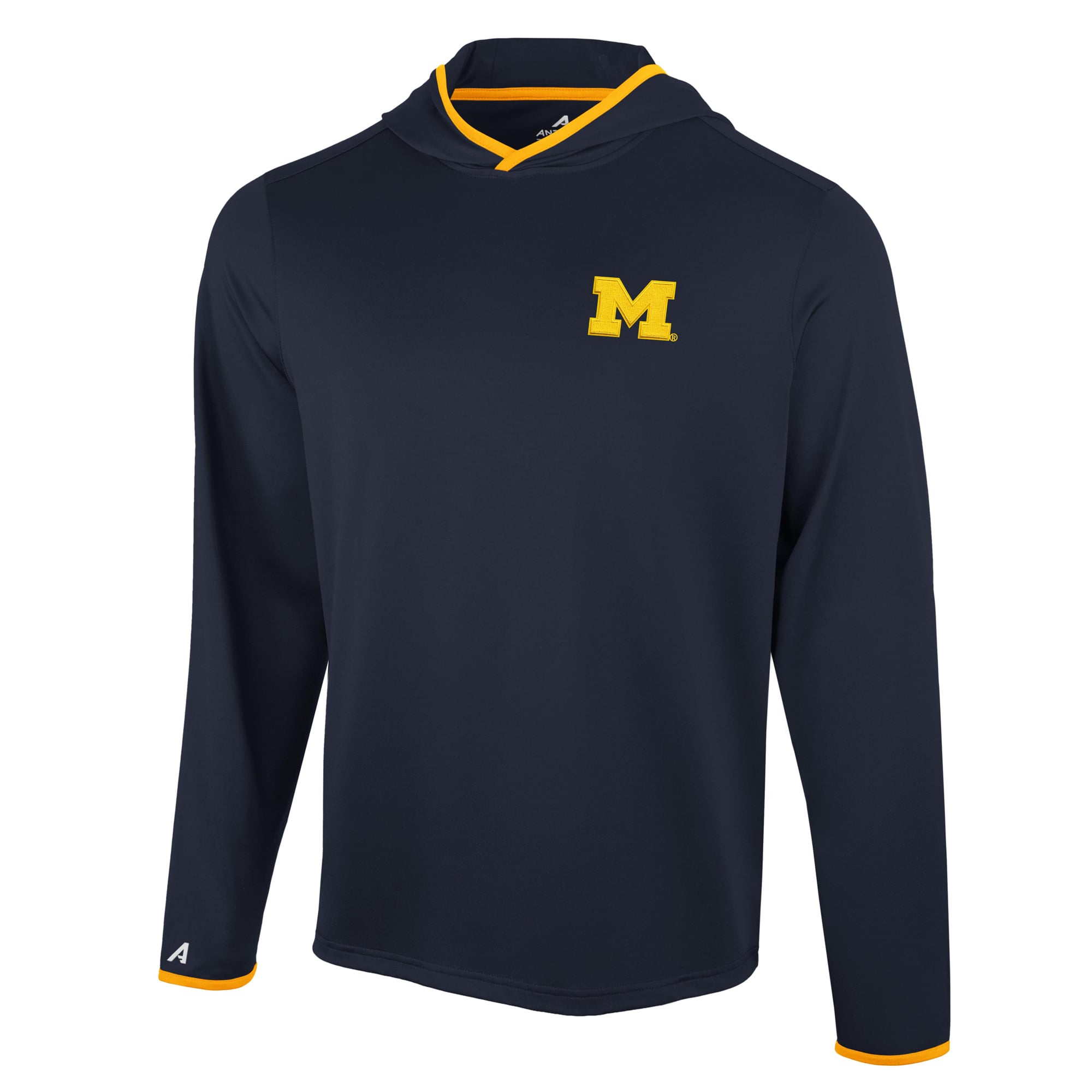T-shirt à capuche manches longues Antigua Navy Michigan Wolverines Brink Color Pop pour homme