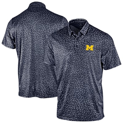 Michigan Wolverines Antigua Mono Floral Polo - Navy