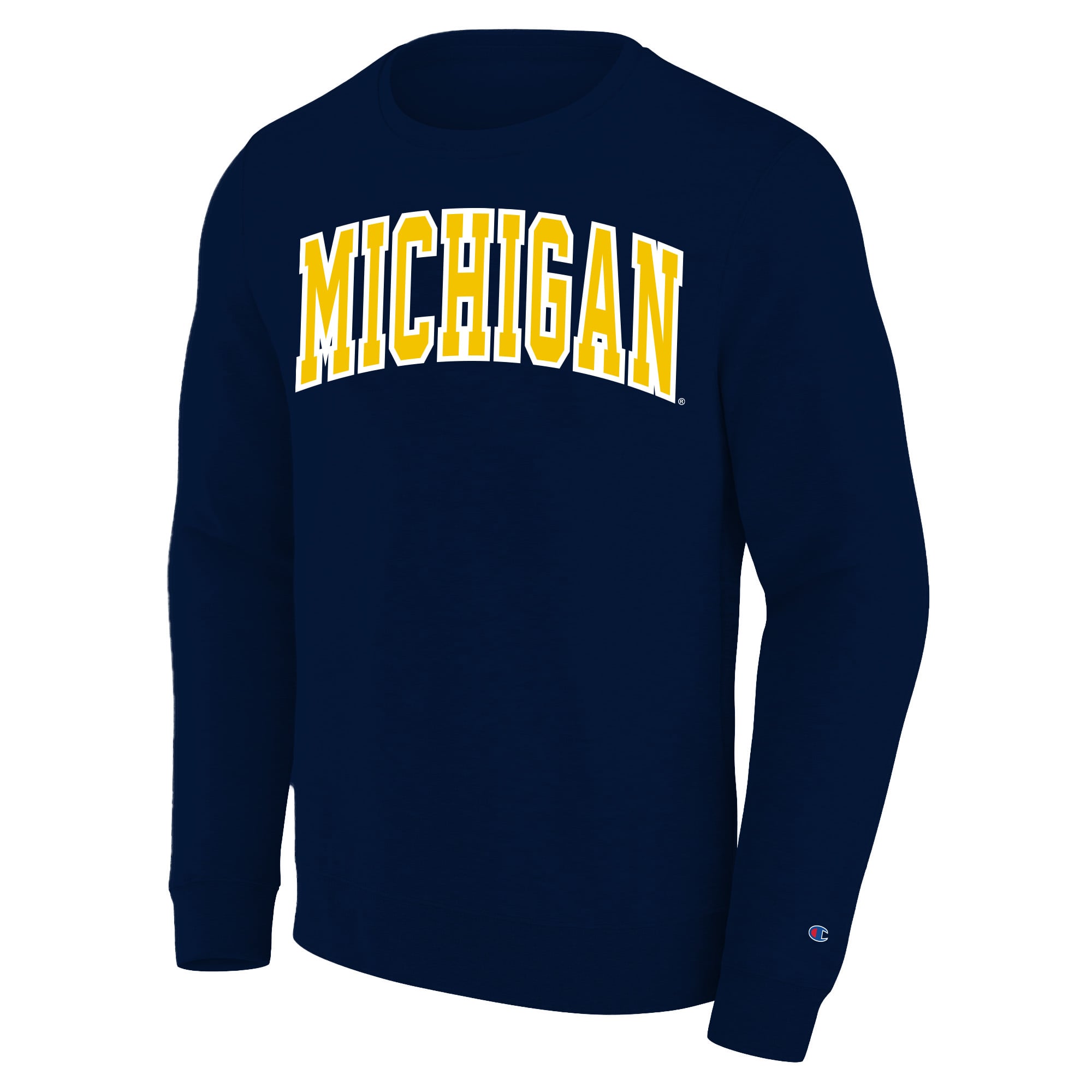 Men's Big and Tall Champion Navy Michigan Wolverines Arch Applique Sweatshirt
