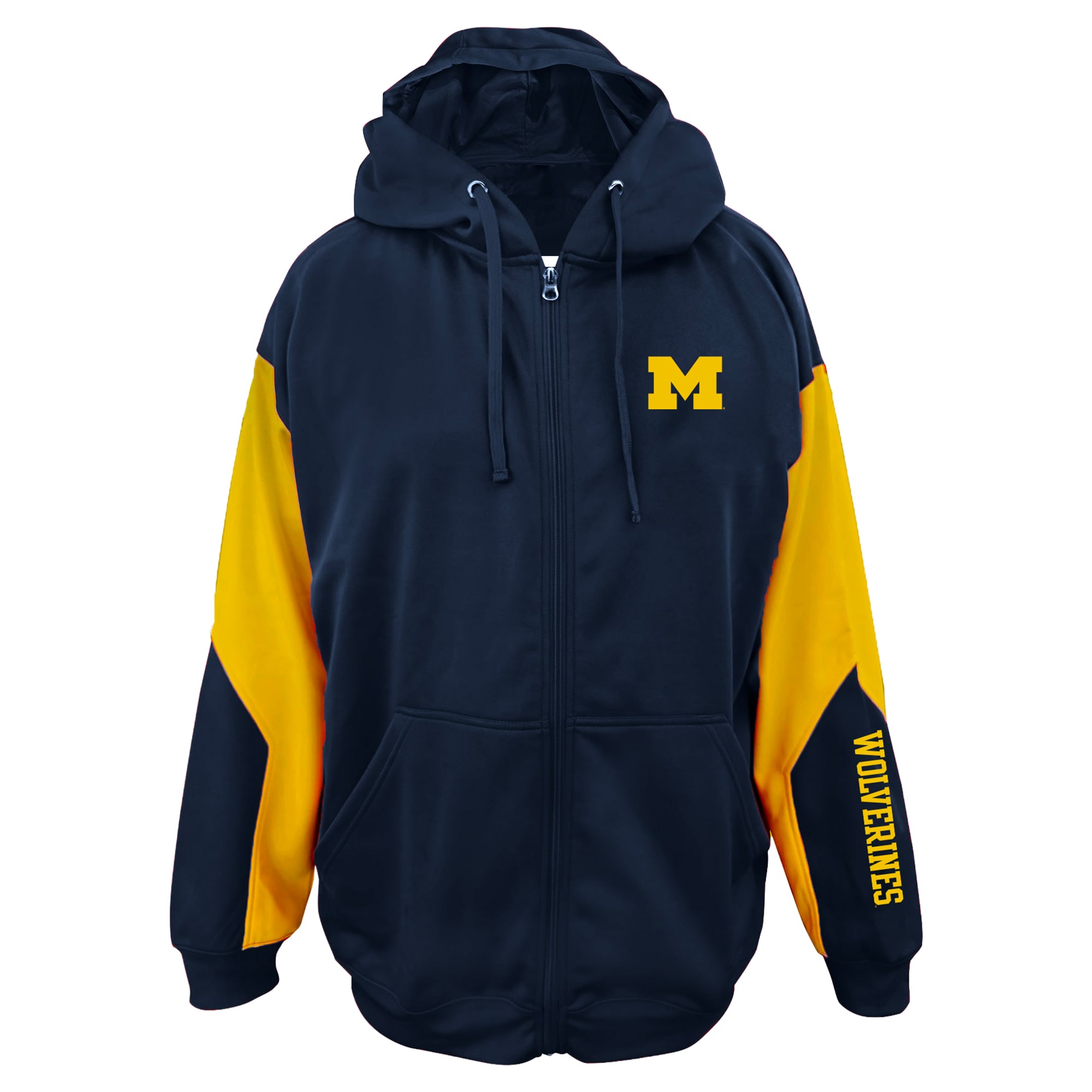 Men's Big & Tall Profile Navy Michigan Wolverines Sleeve Block Full-Zip Hoodie