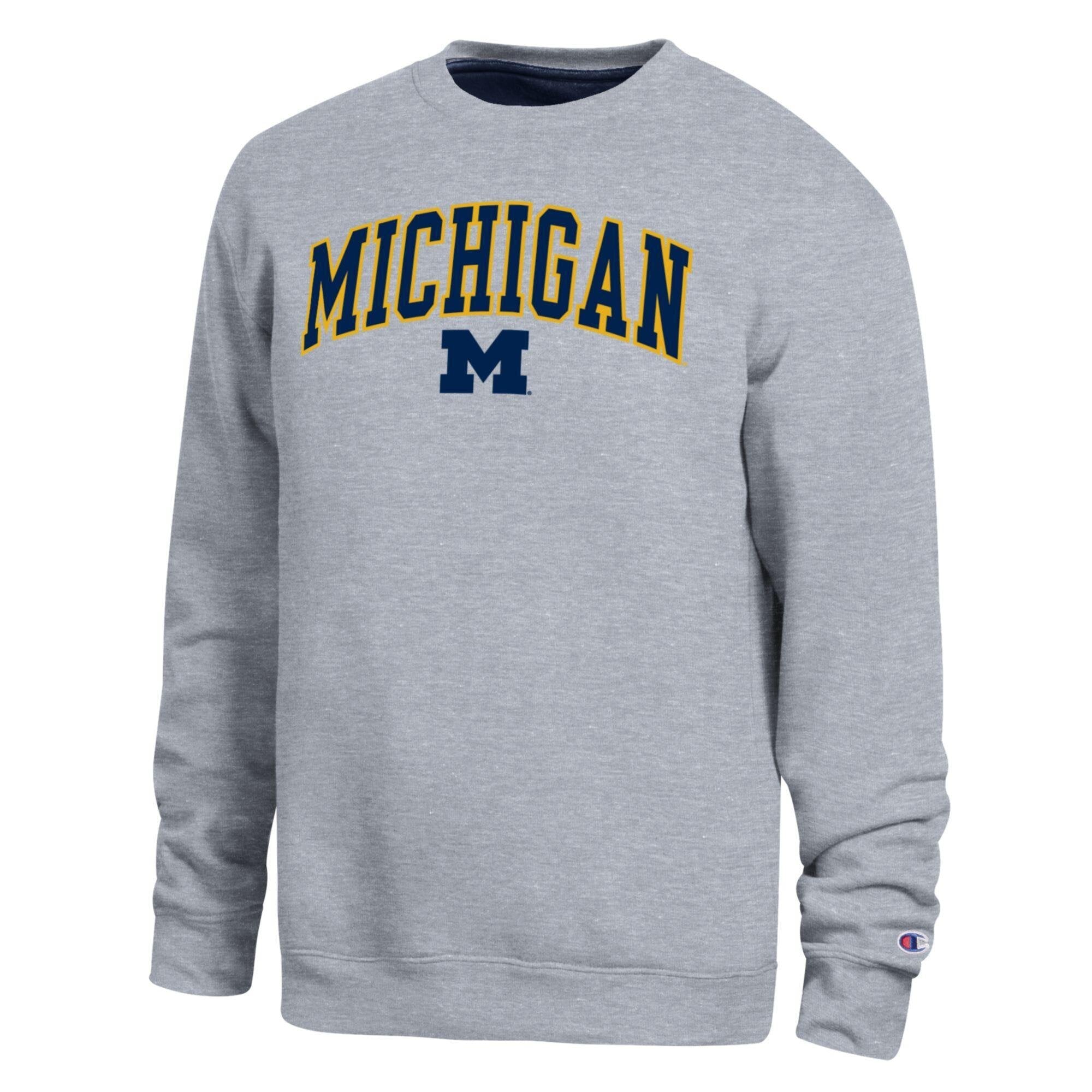 Men's Champion Heather Gray Michigan Wolverines Arch Sweatshirt