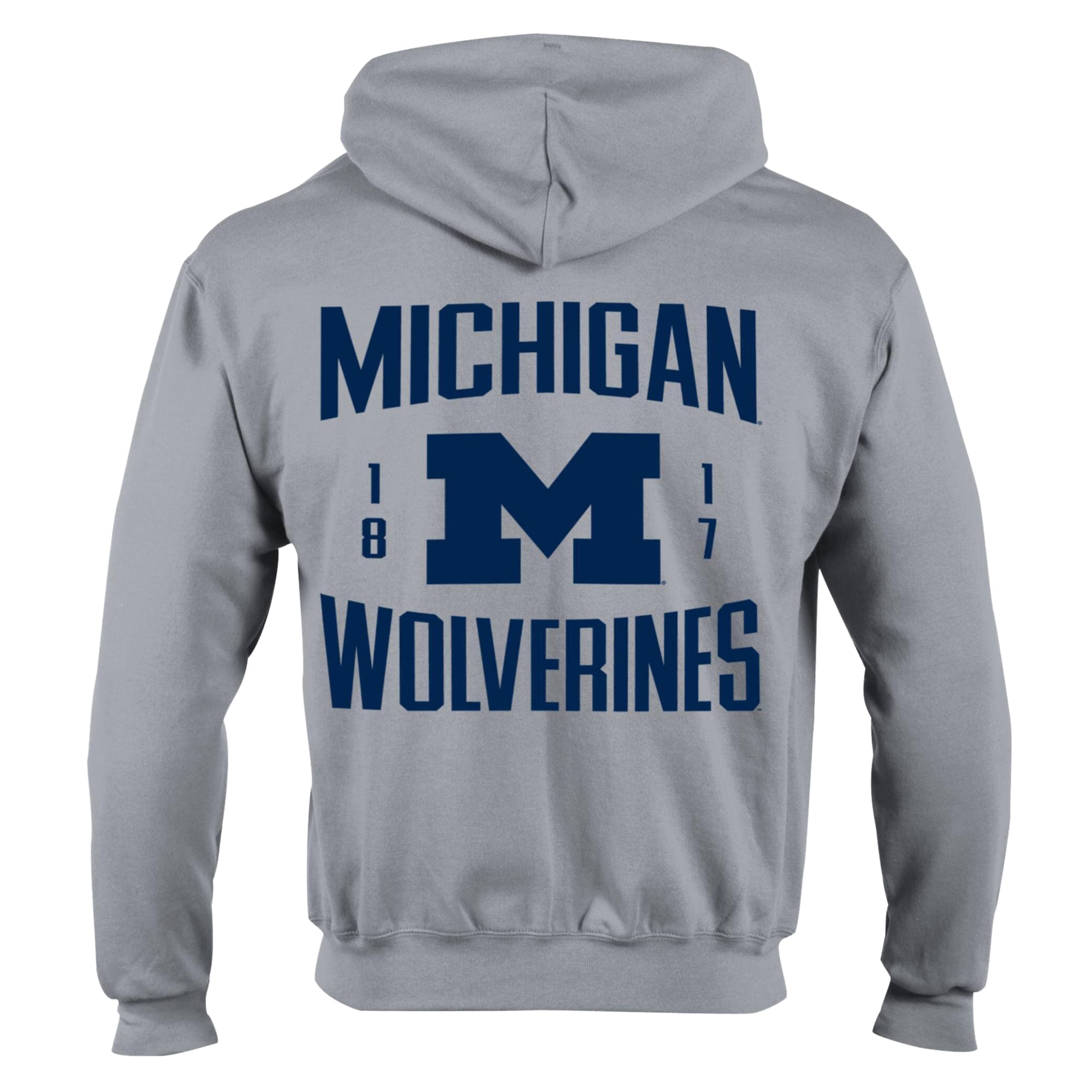 Men's Champion Heather Gray Michigan Wolverines Varsity Powerblend Full-Zip Fleece Hoodie